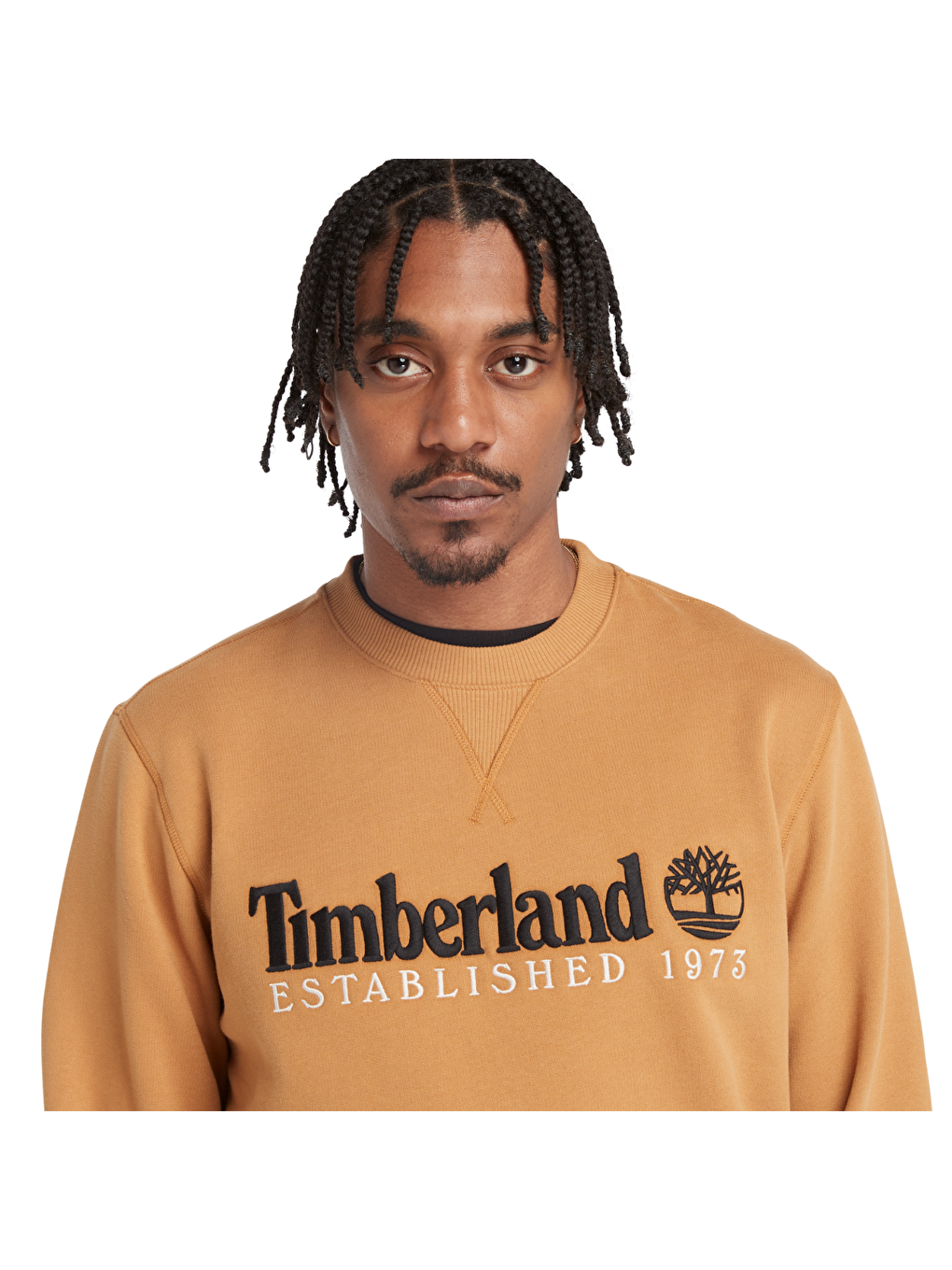 Timberland Sarı Embroidery Logo Brush Back Erkek Sarı Sweatshirt - 1