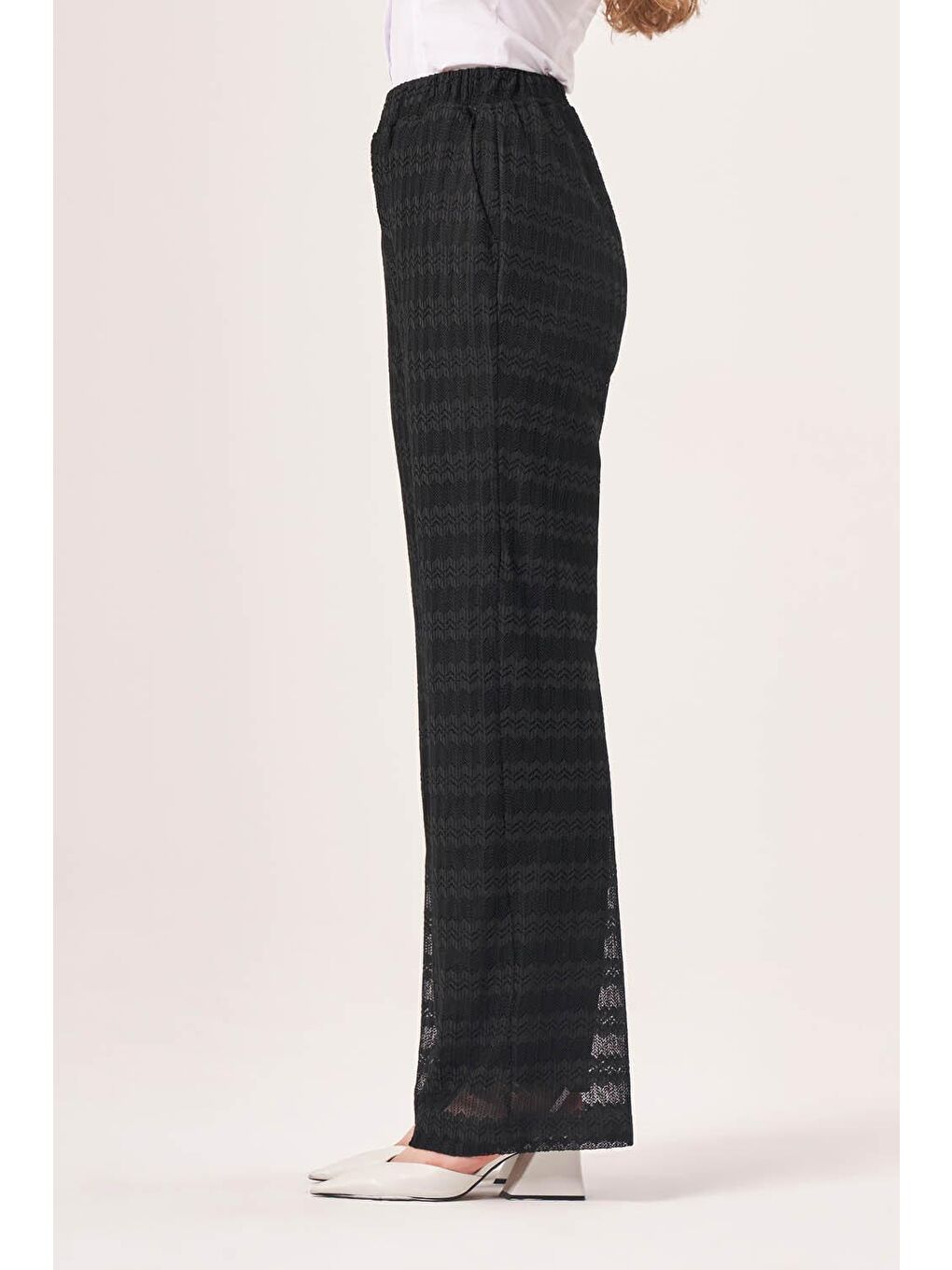 Dantel Örgü Siyah Pantolon-2
