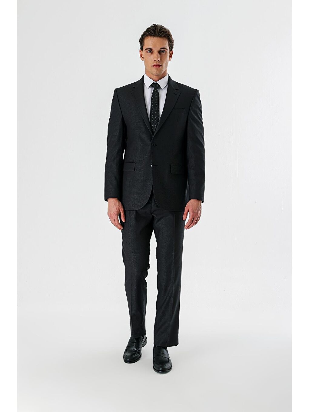 Koyu Antrasit Mono Yaka 6 Drop Comfort Klasik Takım Elbise 1001240160