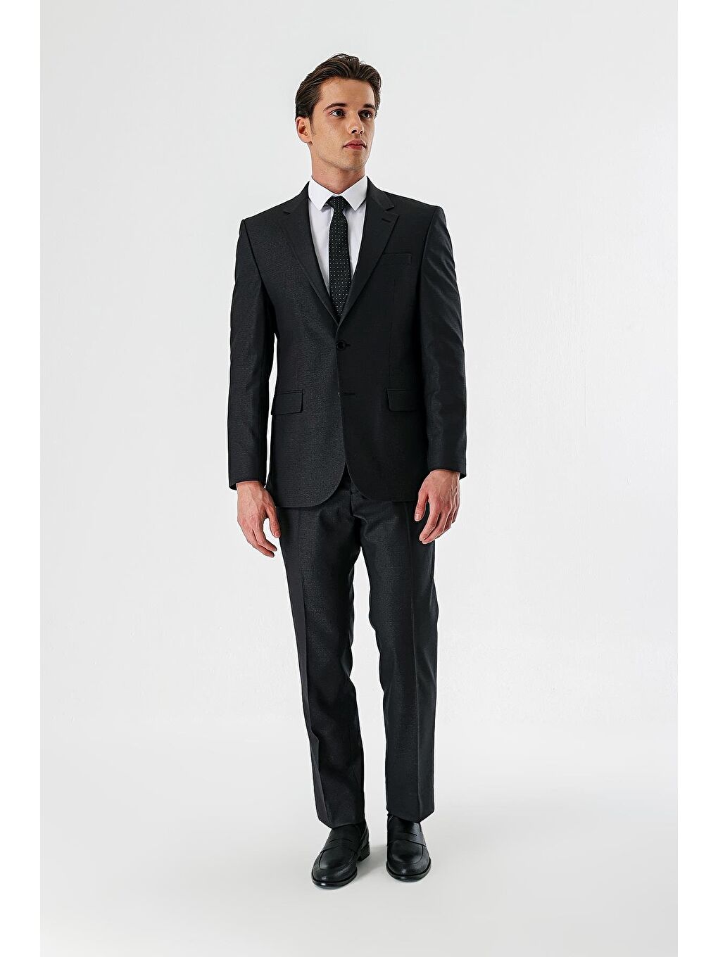 Koyu Antrasit Mono Yaka 6 Drop Comfort Klasik Takım Elbise 1001240160-1