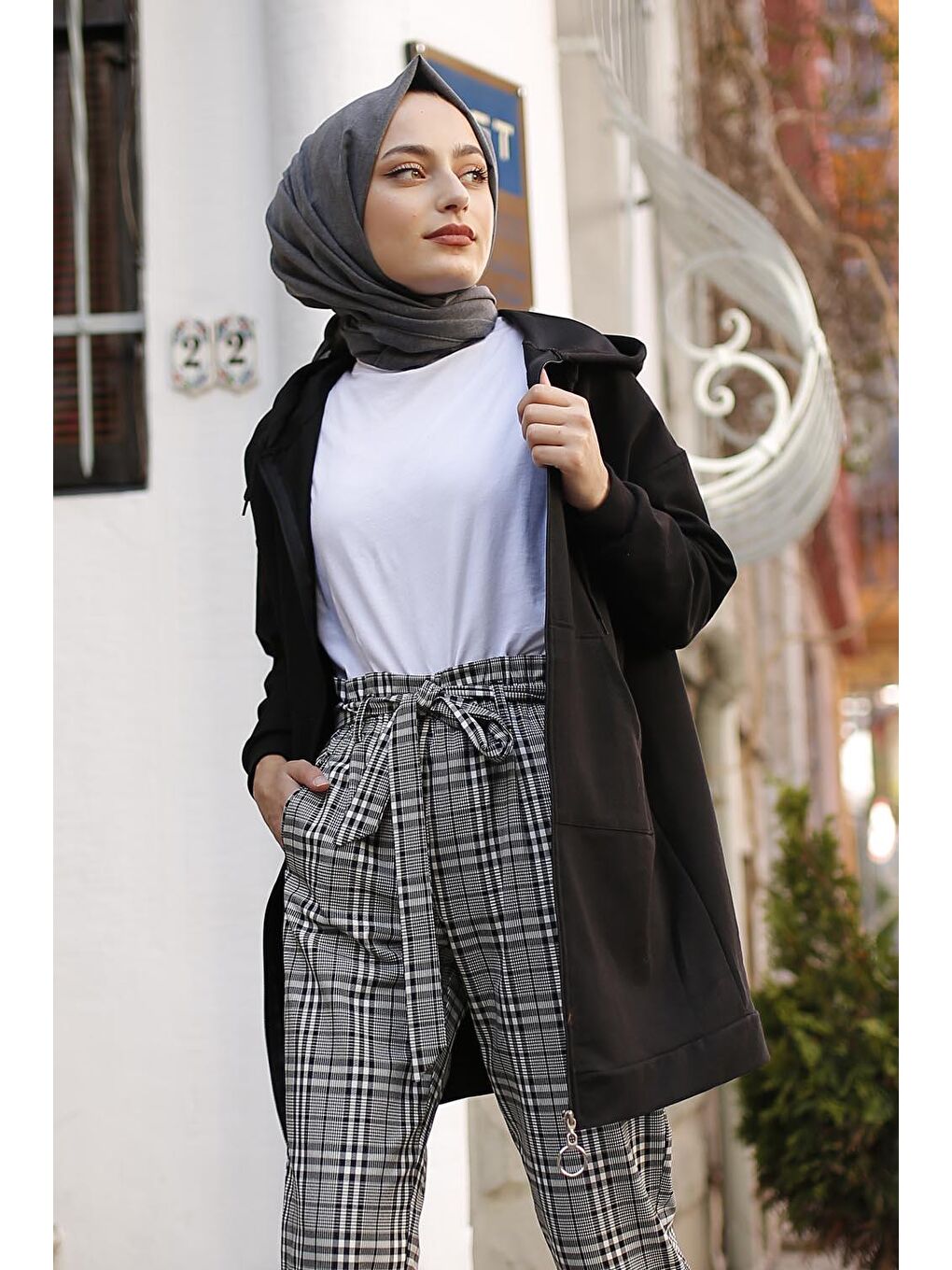 Cepli Fermuarlı Hırka Siyah-1