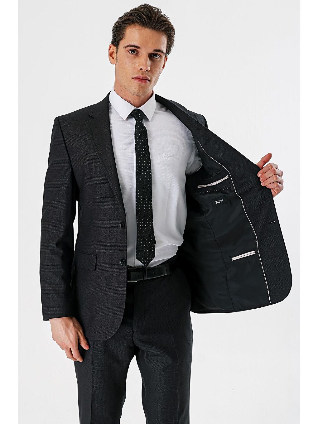 Koyu Antrasit Mono Yaka 6 Drop Comfort Klasik Takım Elbise 1001240160-5