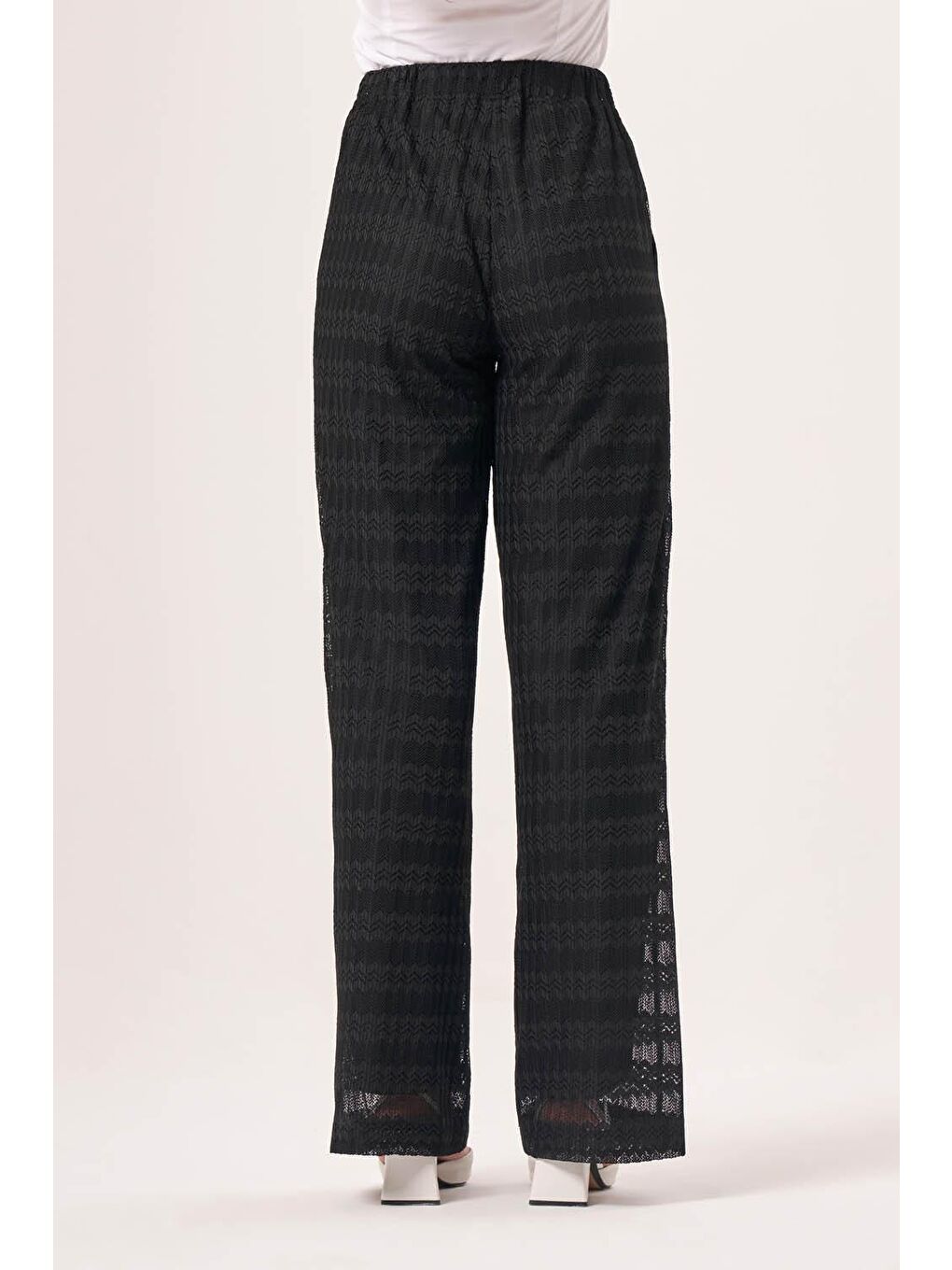 Dantel Örgü Siyah Pantolon-3