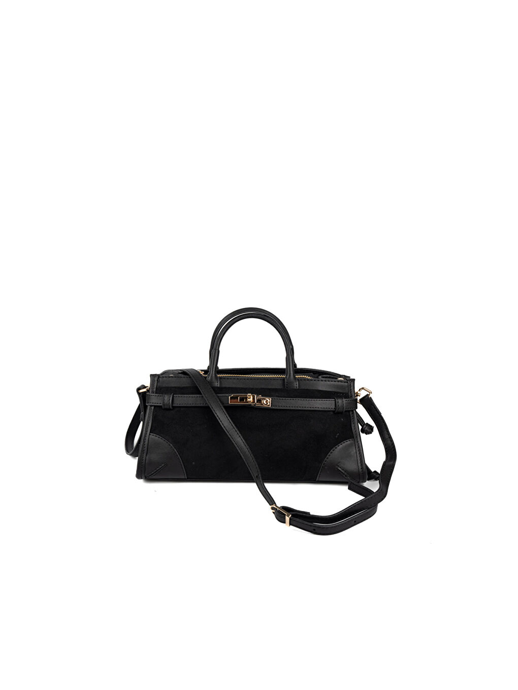 Siyah Kadın Omuz Çantası 1260-48516 SILVER POLO BAYAN ÇANTASI M12 SİYAH-MAT SİYAH-4