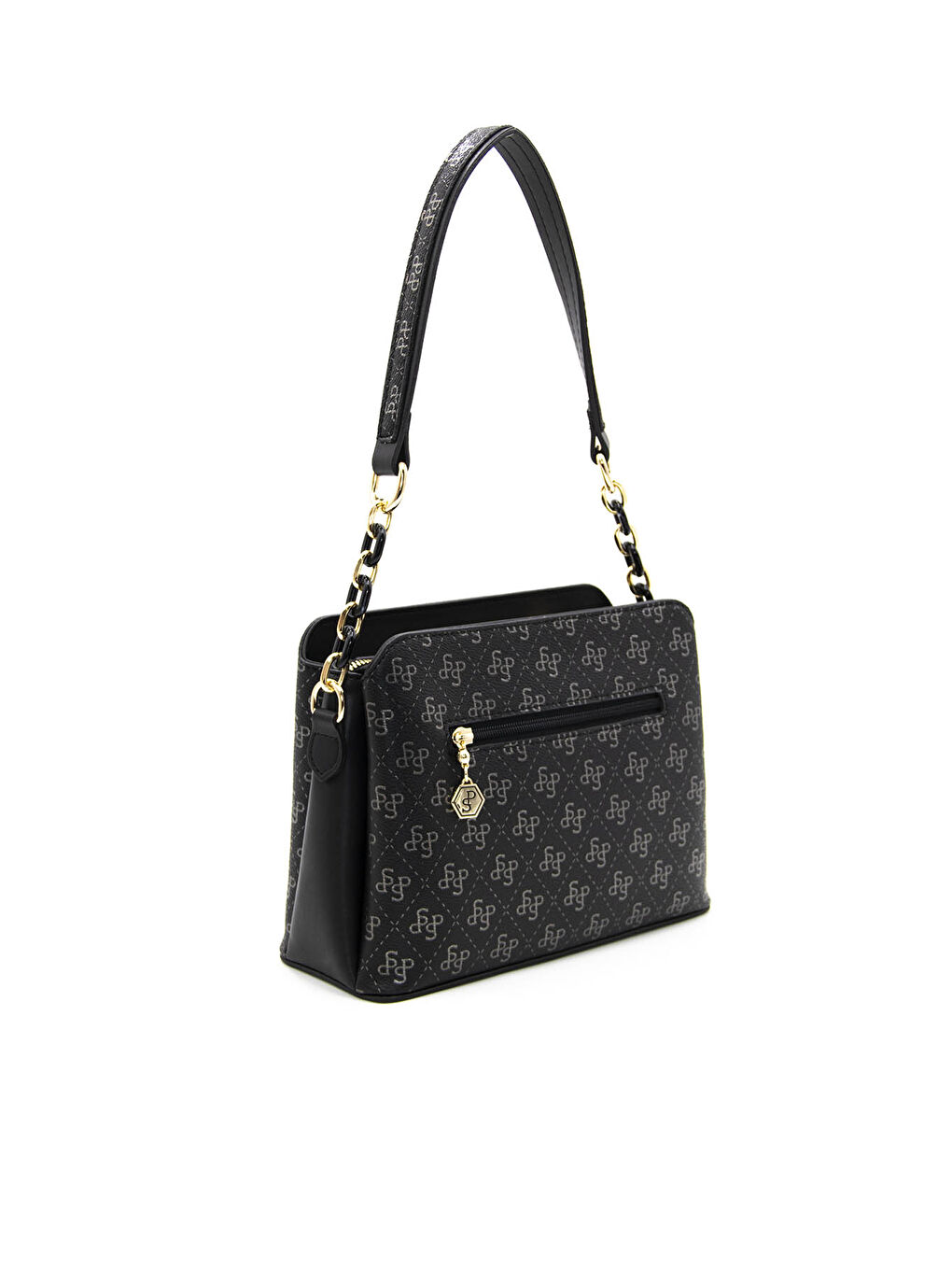 Kadın Omuz Çantası 937-43000 M178 Siyah Platin-Mat Siyah-3