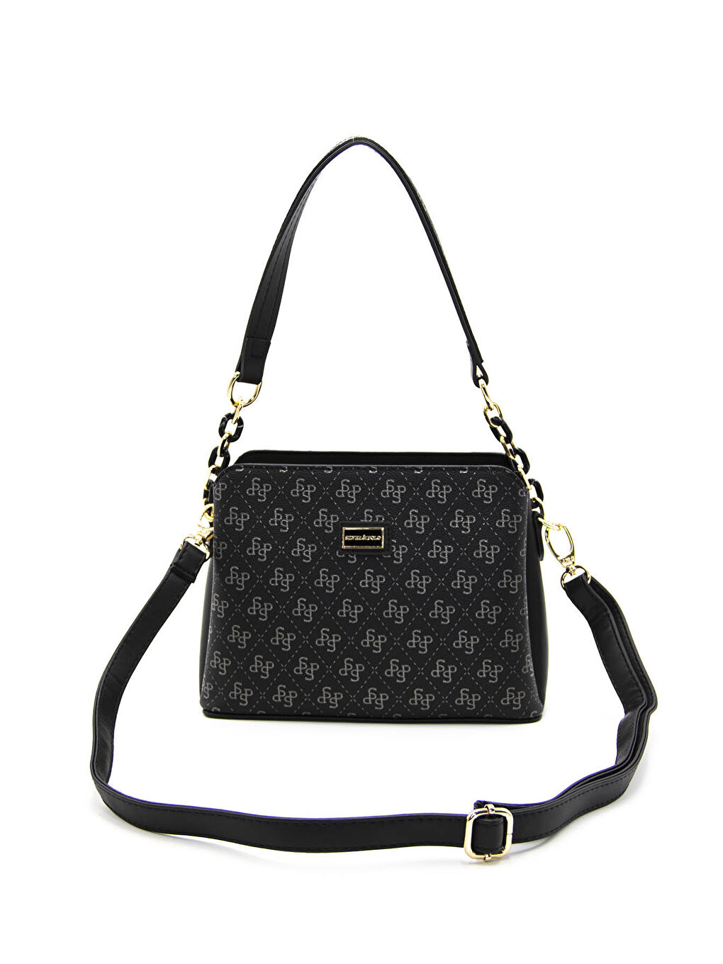 Kadın Omuz Çantası 937-43000 M178 Siyah Platin-Mat Siyah-4