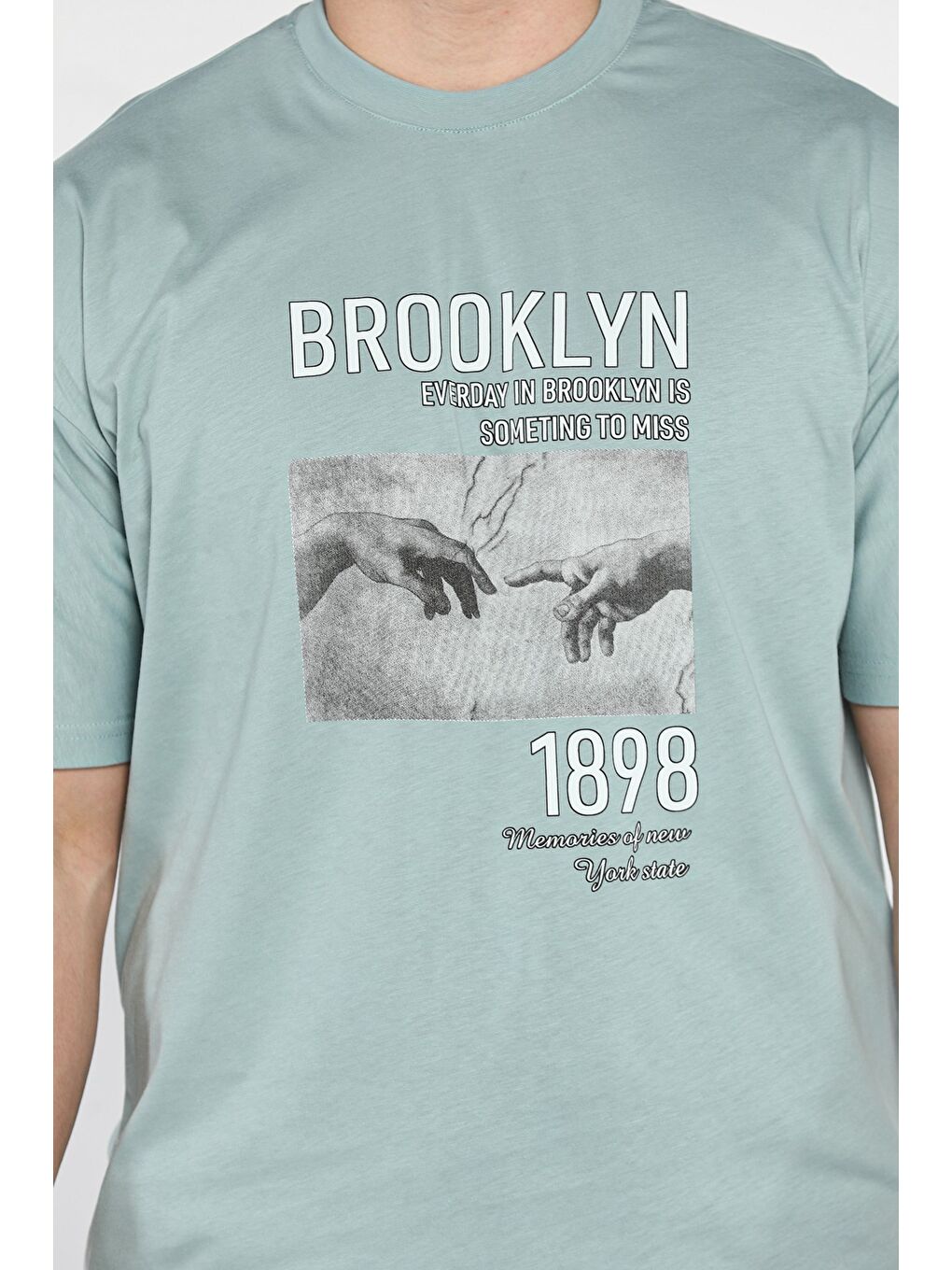 Yeşil Baskılı  Erkek Tişört-3