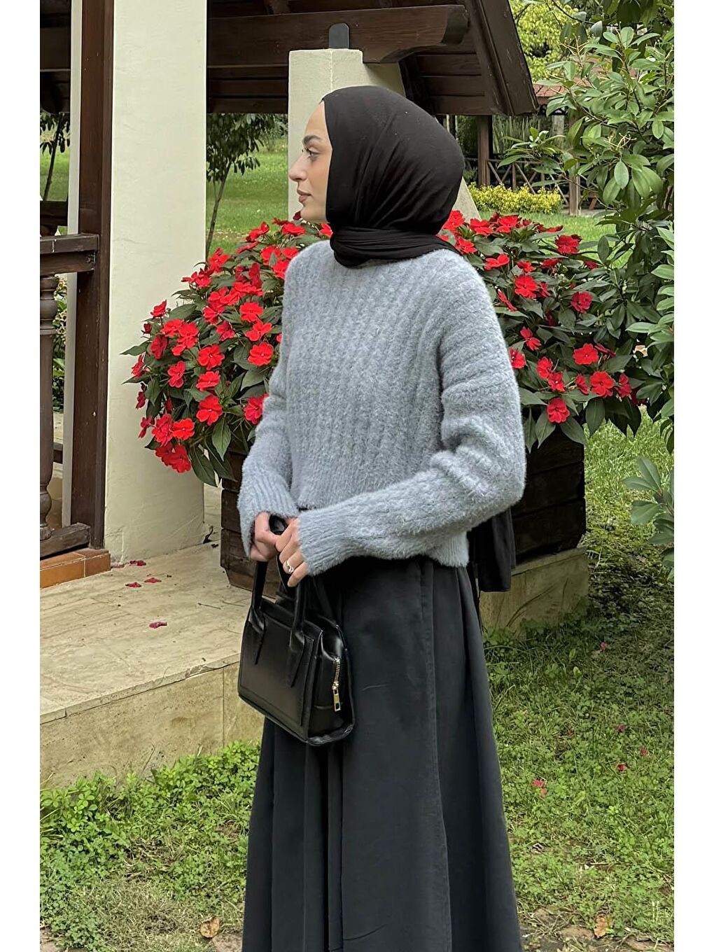 Crop Triko Kazak Gri-1