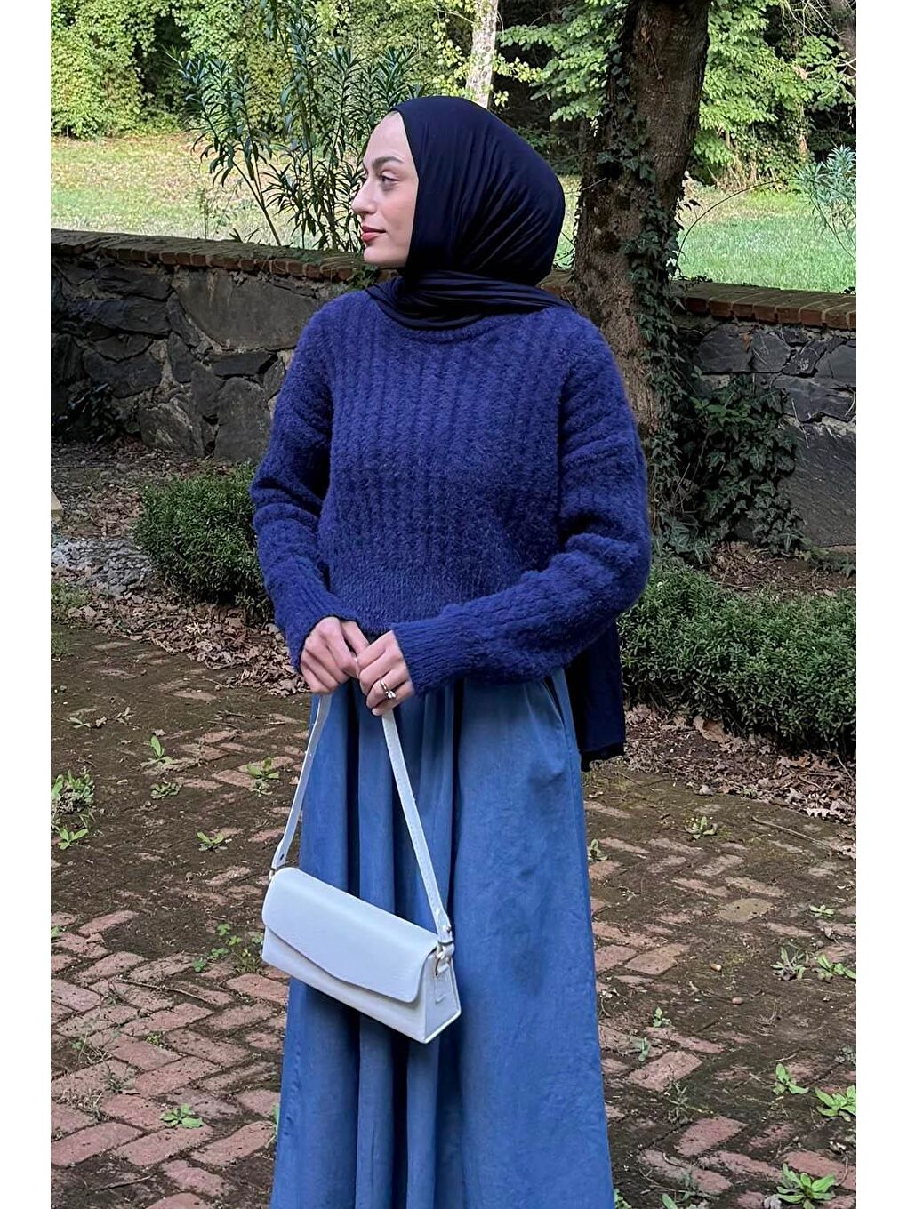 Crop Triko Kazak Lacivert-1