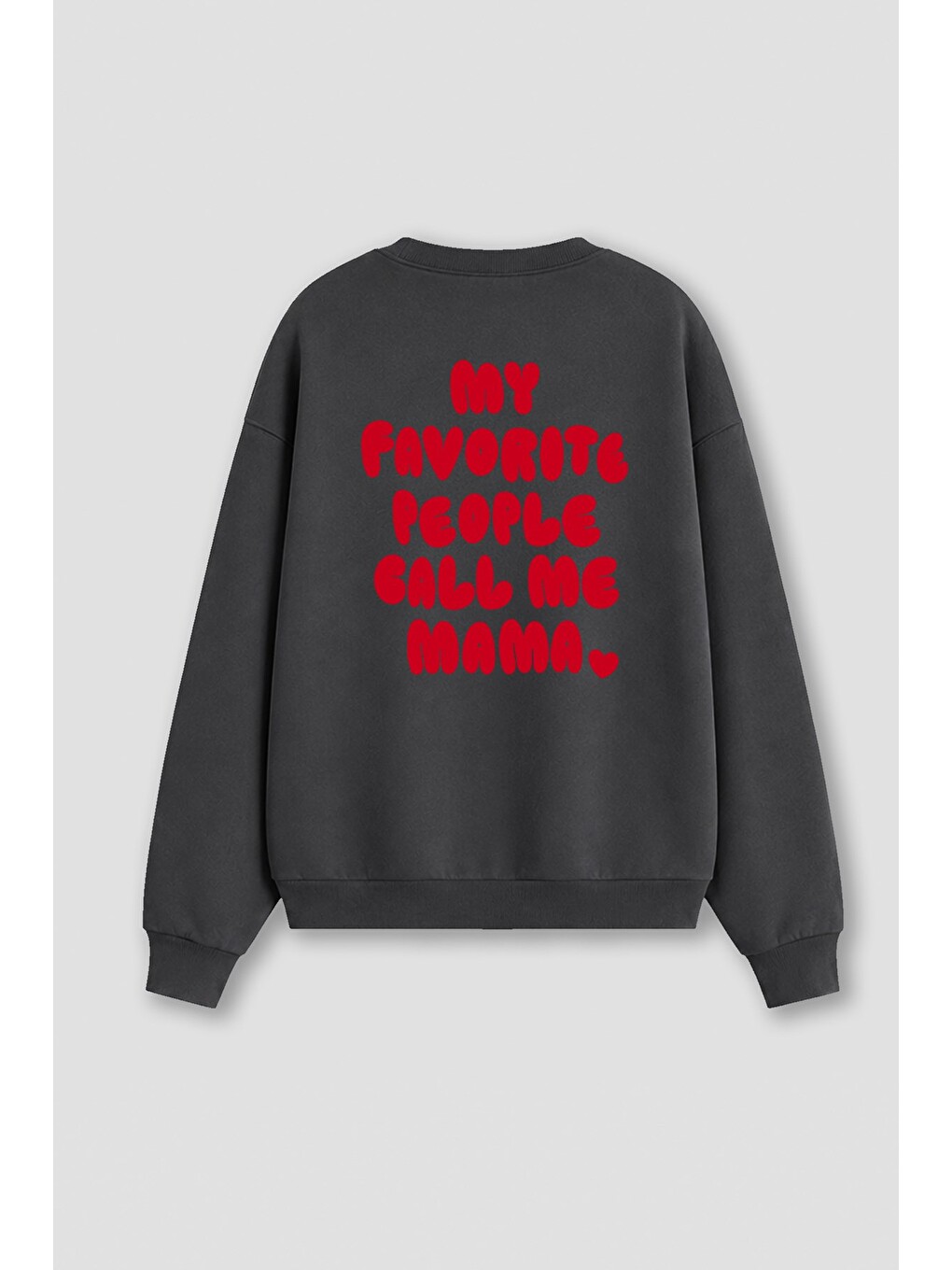 Antrasit Kadın Premium Kumaş 3 İplik Şardonlu Sırt Baskılı Sweatshirt