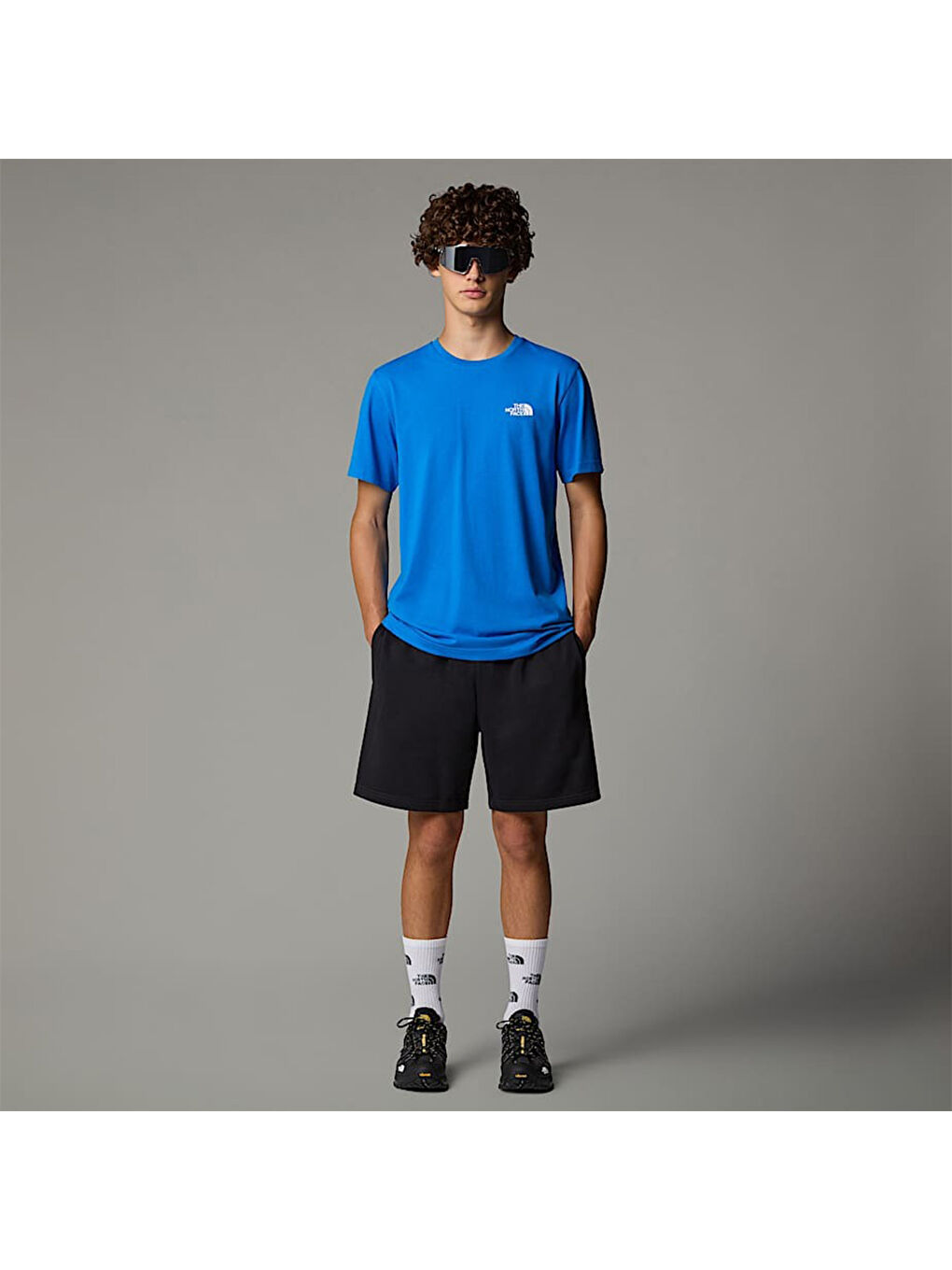 Simple Dome Erkek Mavi Yuvarlak Yaka Tişört-1