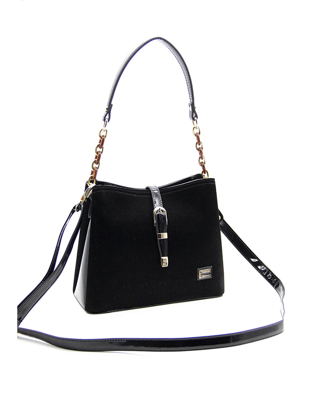 Siyah Kadın Omuz Çantası 974-38491 SILVER POLO BAYAN ÇANTASI M158 SİYAH-RUGAN SİYAH-5