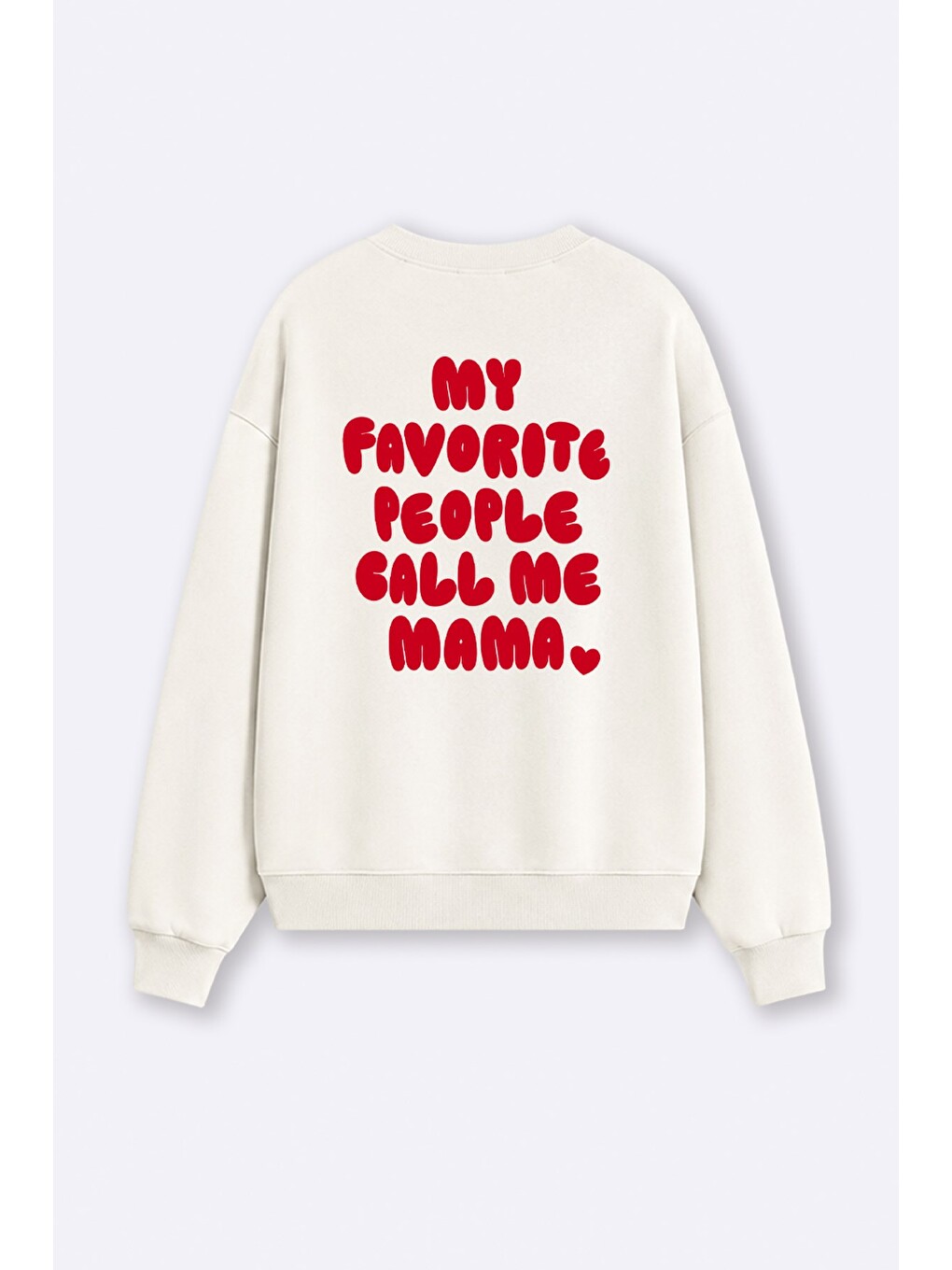 Ekru Kadın Premium Kumaş 3 İplik Şardonlu Sırt Baskılı Sweatshirt-1