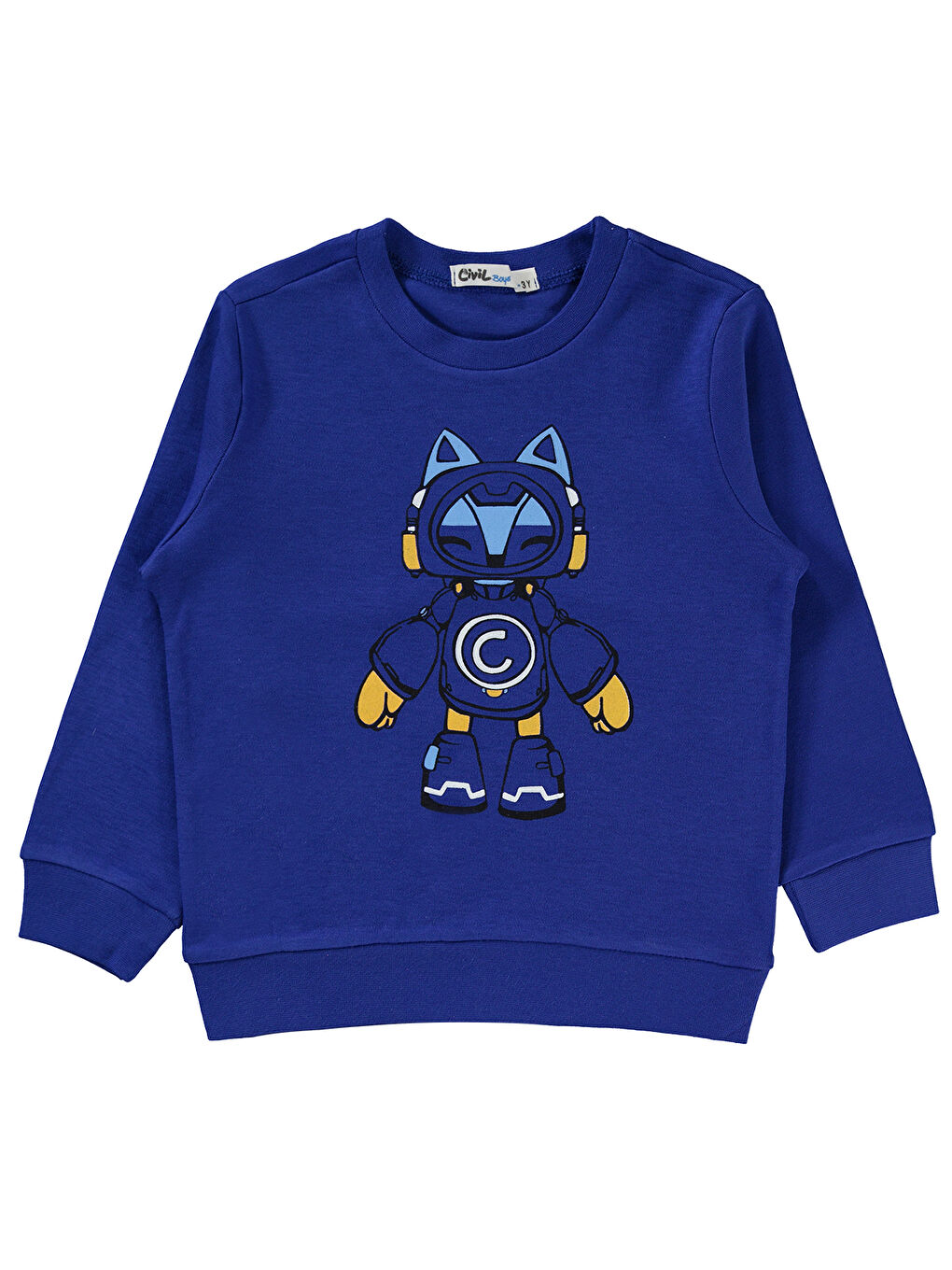 Civil Saks Erkek Çocuk Sweatshirt 2-5 Yaş Saks Mavisi