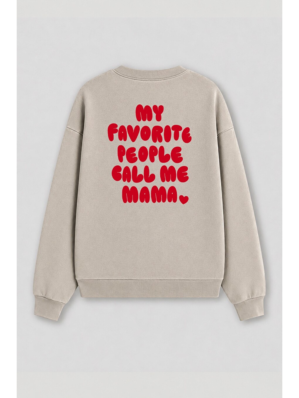 Bej Kadın Premium Kumaş 3 İplik Şardonlu Sırt Baskılı Sweatshirt-1