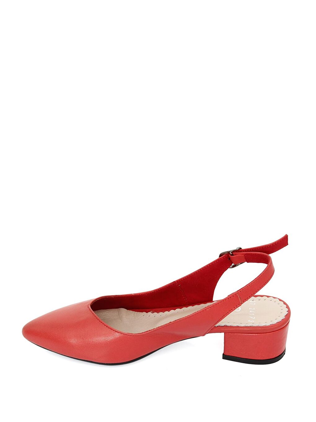Kırmızı KIRMIZI  Hakiki Deri Sivri Burun Kısa Kalın Topuklu Arkası Açık Kadın Yazlık Ayakkabı 24173-5