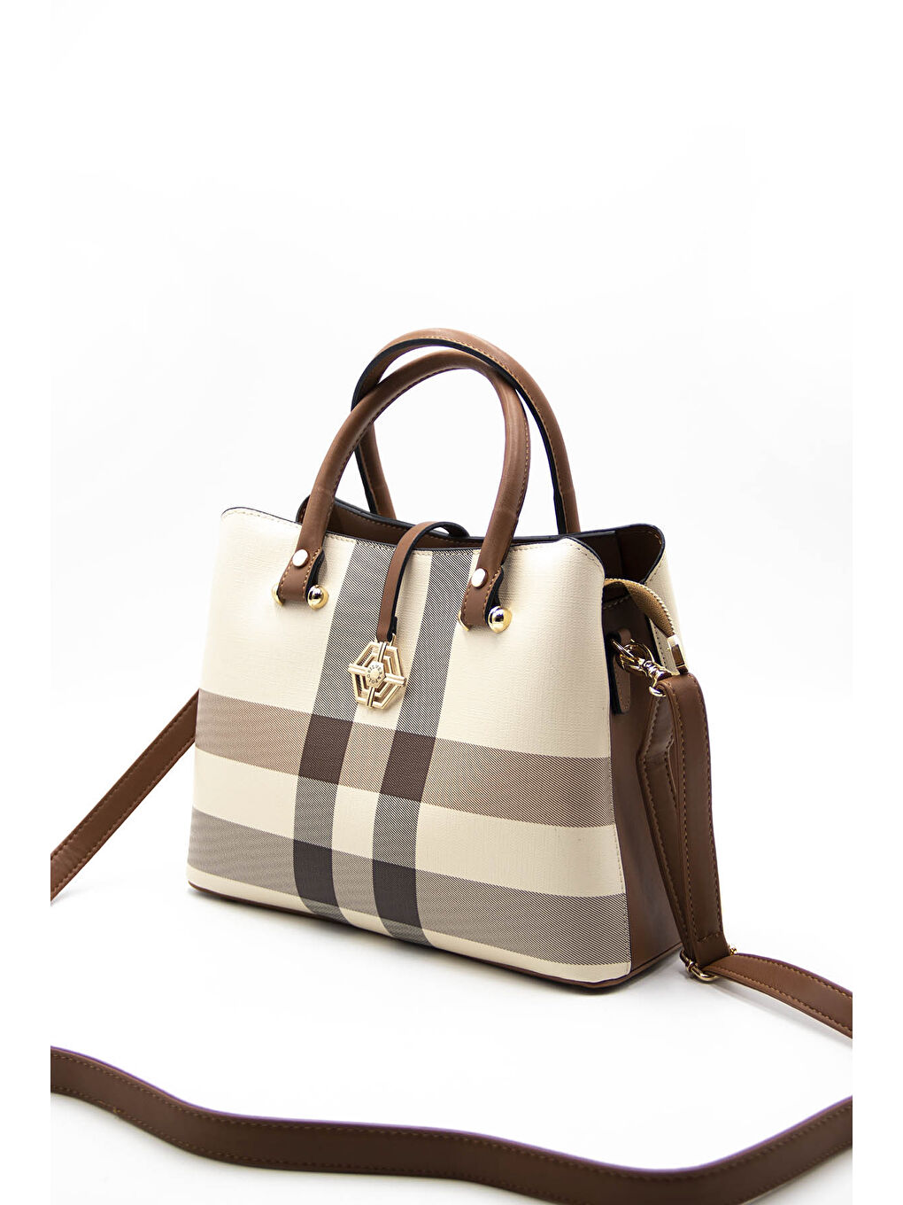 Kahverengi Kadın Omuz Çantası 1089-42242 BAYAN ÇANTASI M48 KREM-MAT TABA-4