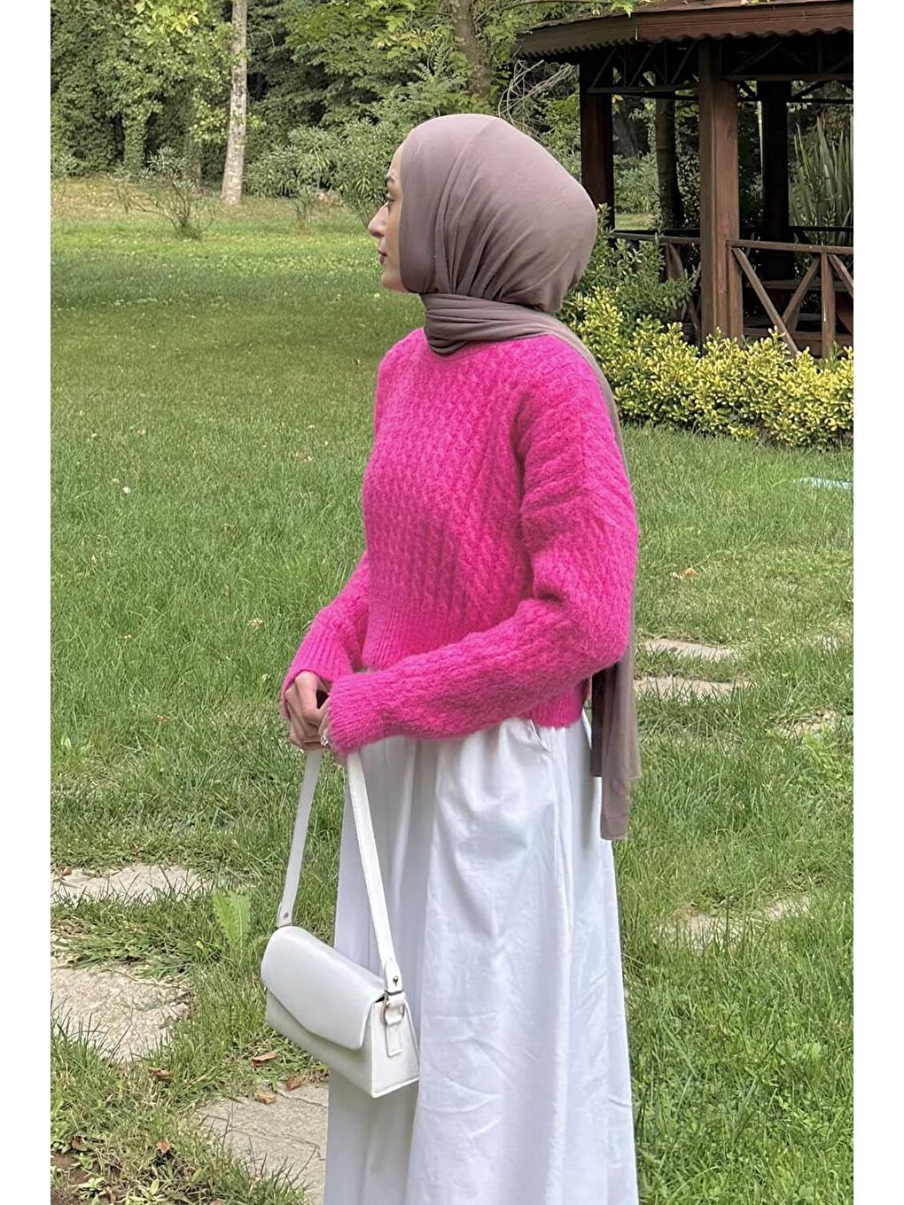 Crop Triko Kazak Fuşya-1