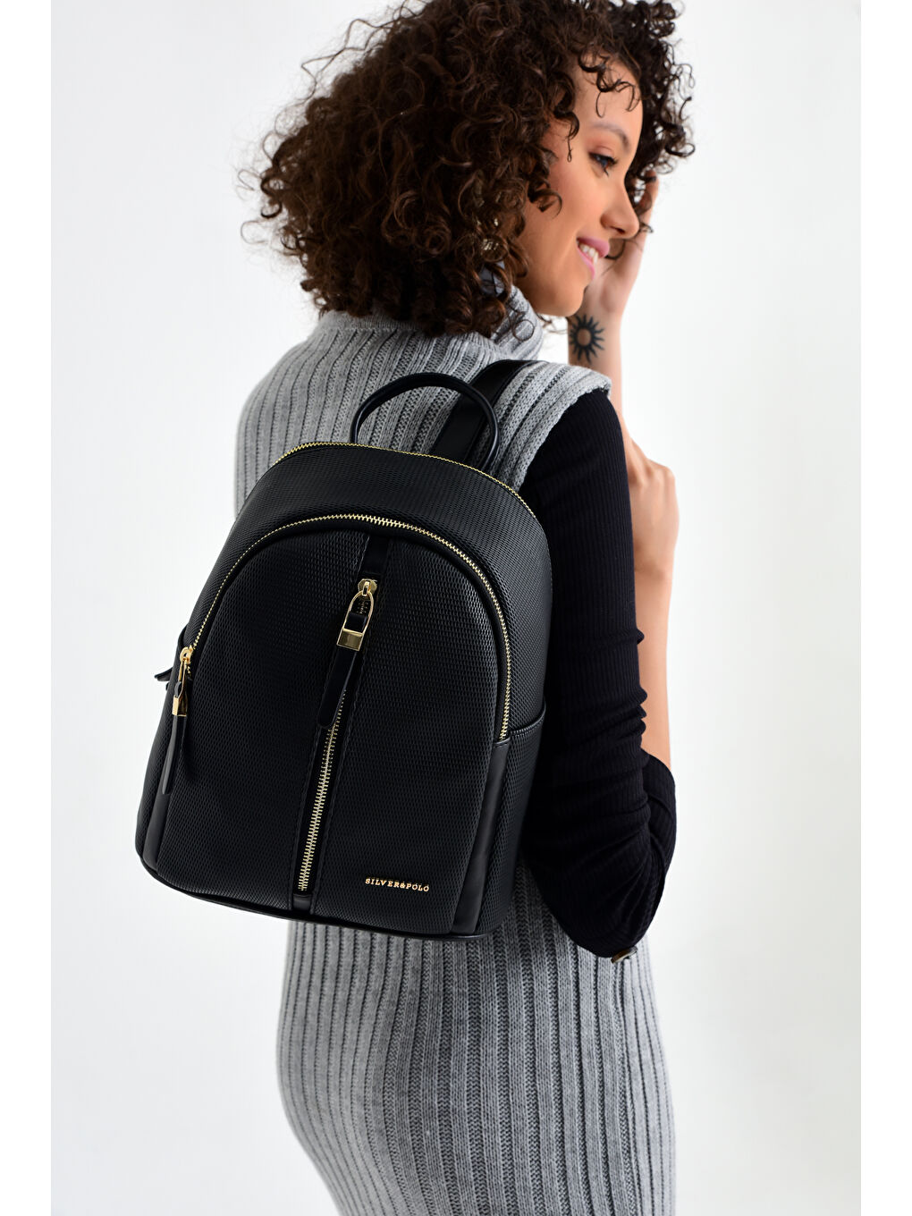 Siyah Kadın Sırt Çantası 901-29640 SILVER POLO M86 SİYAH MAT SİYAH