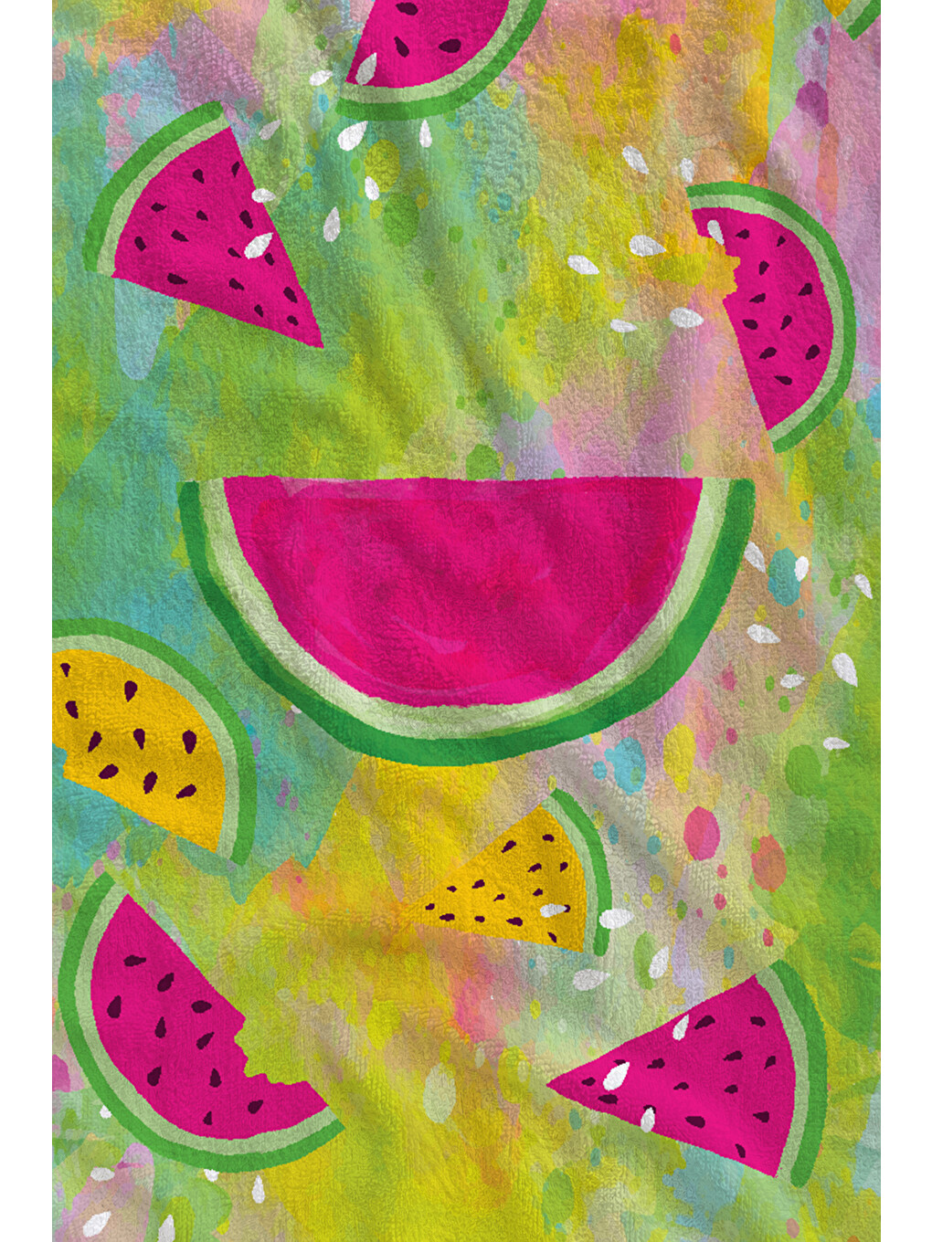 Yeşil Pembe Karpuz Desenli 70x150 Cm Dijital Baskılı Plaj Ve Banyo Havlusu-1