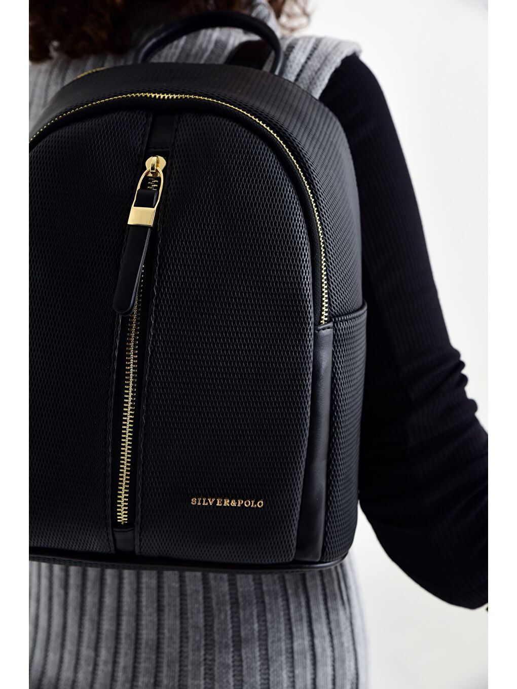 Siyah Kadın Sırt Çantası 901-29640 SILVER POLO M86 SİYAH MAT SİYAH-3