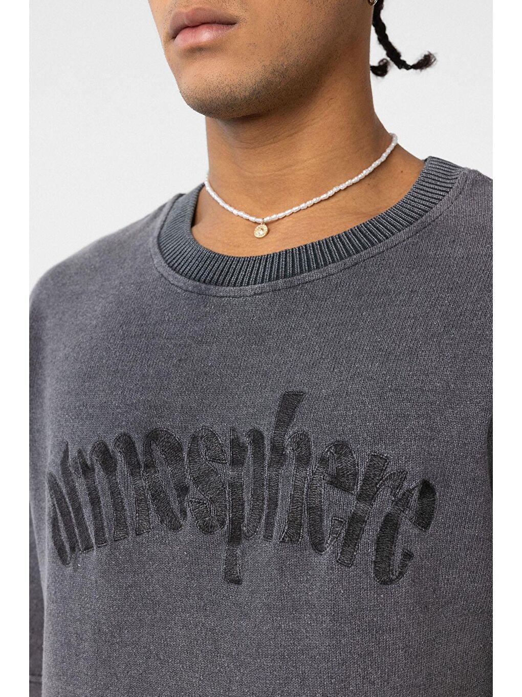 Yıkamalı Oversize Baskılı Tişört Siyah-5