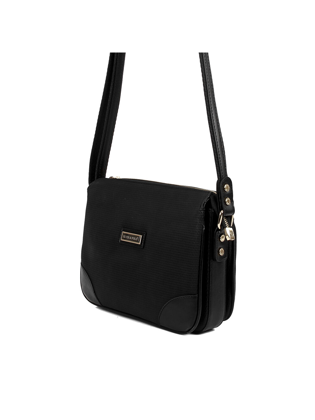 Siyah Kadın Omuz Çantası 784-12514 SILVER POLO ÇAPRAZ BAYAN ÇANTASI M86 SİYAH-MAT SİYAH-1