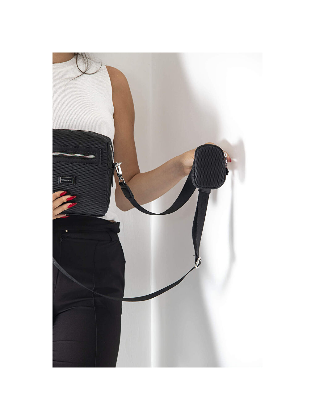 Siyah Kadın Çapraz Çanta 1038-38069 SILVER POLO ÇAPRAZ BAYAN ÇANTASI M86 SİYAH-MAT SİYAH-2