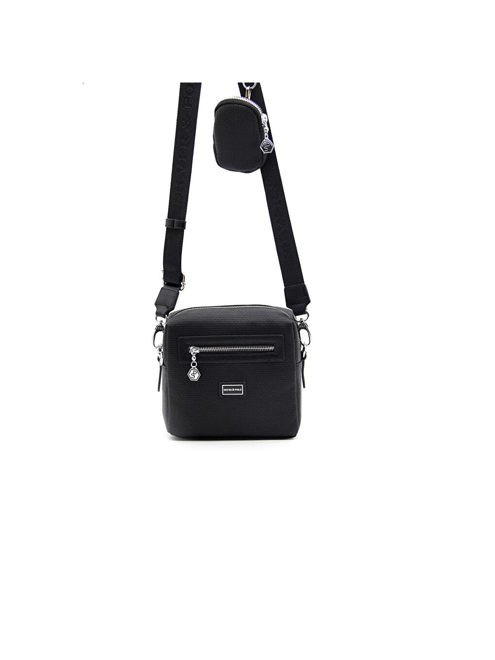 Siyah Kadın Çapraz Çanta 1038-38069 SILVER POLO ÇAPRAZ BAYAN ÇANTASI M86 SİYAH-MAT SİYAH-3