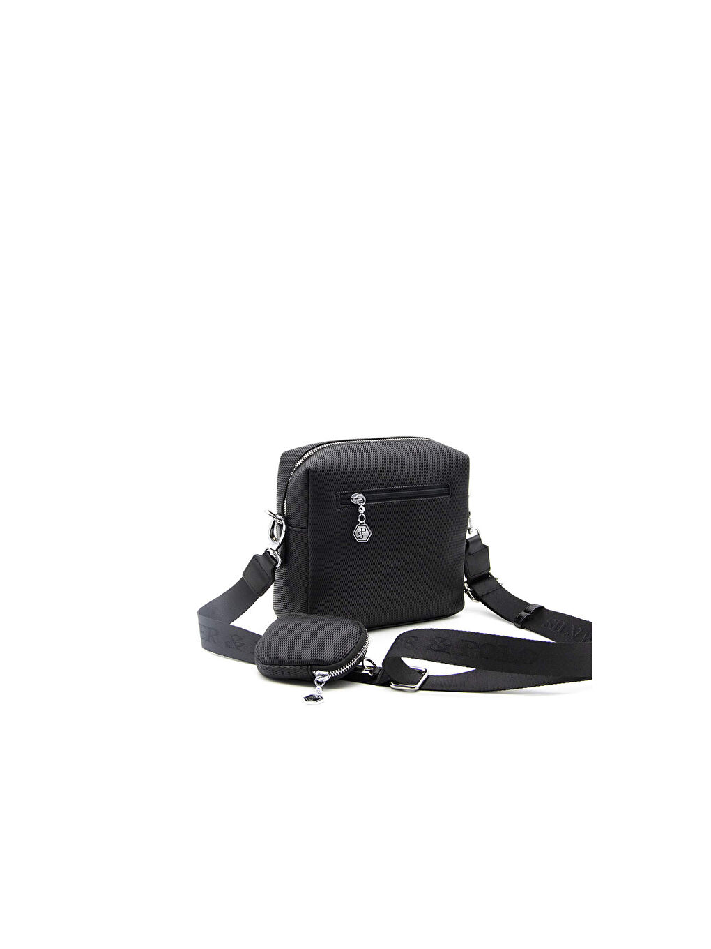 Siyah Kadın Çapraz Çanta 1038-38069 SILVER POLO ÇAPRAZ BAYAN ÇANTASI M86 SİYAH-MAT SİYAH-5