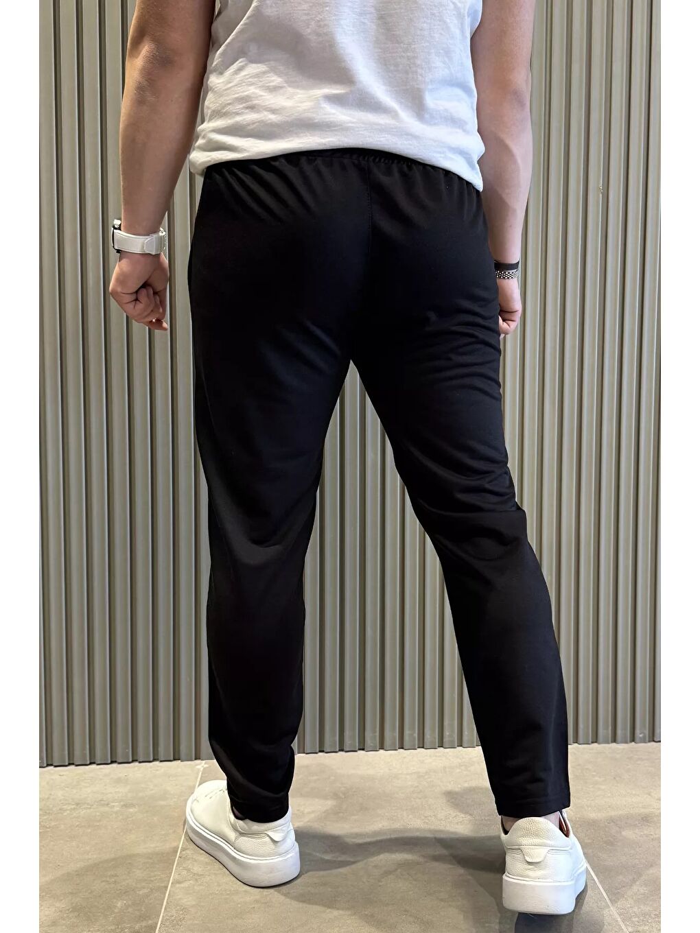 Siyah Cep Fermuarlı Erkek Eşofman Altı-2