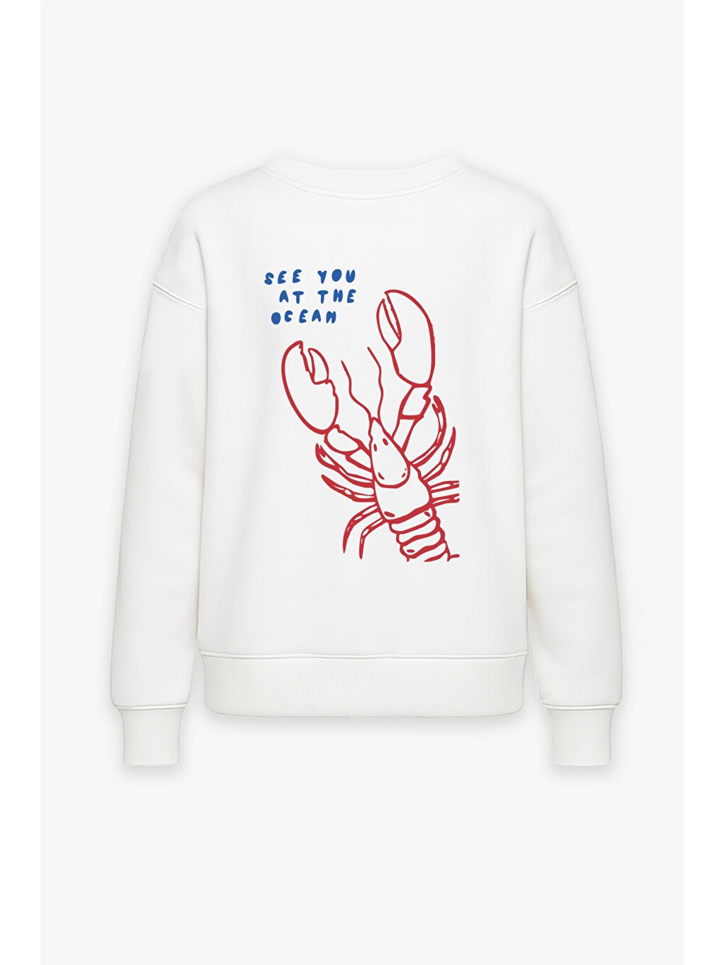 Ekru Kadın Premium Kumaş Şardonlu Sırt Baskılı Oversize Sweatshirt-1