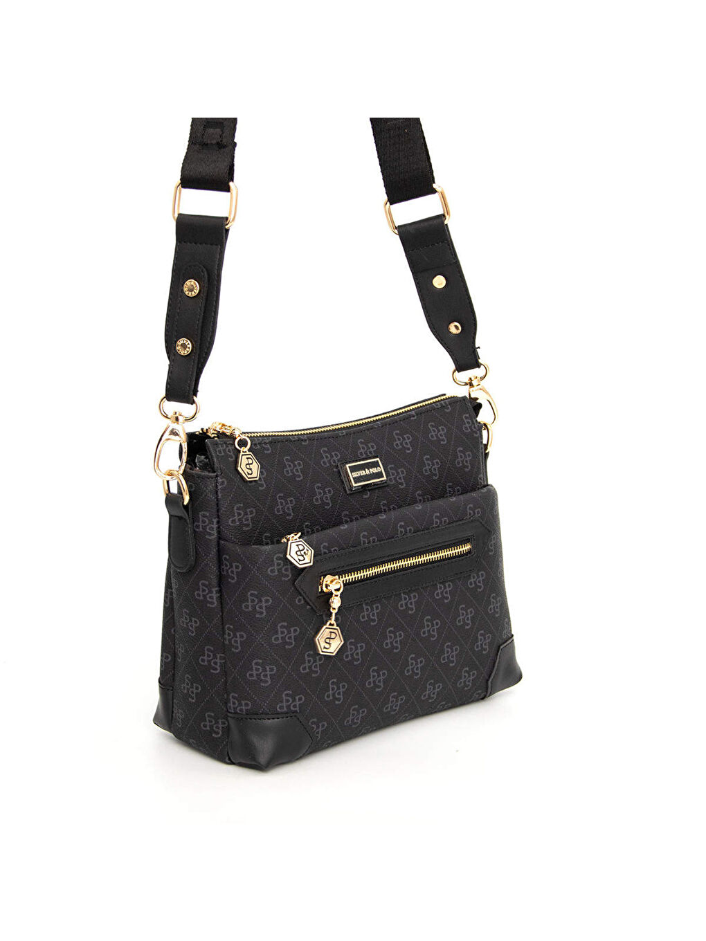 Siyah Kadın Çapraz Çanta 1110-45550 SILVER POLO ÇAPRAZ BAYAN ÇANTASI M178 SİYAH-MAT SİYAH-1