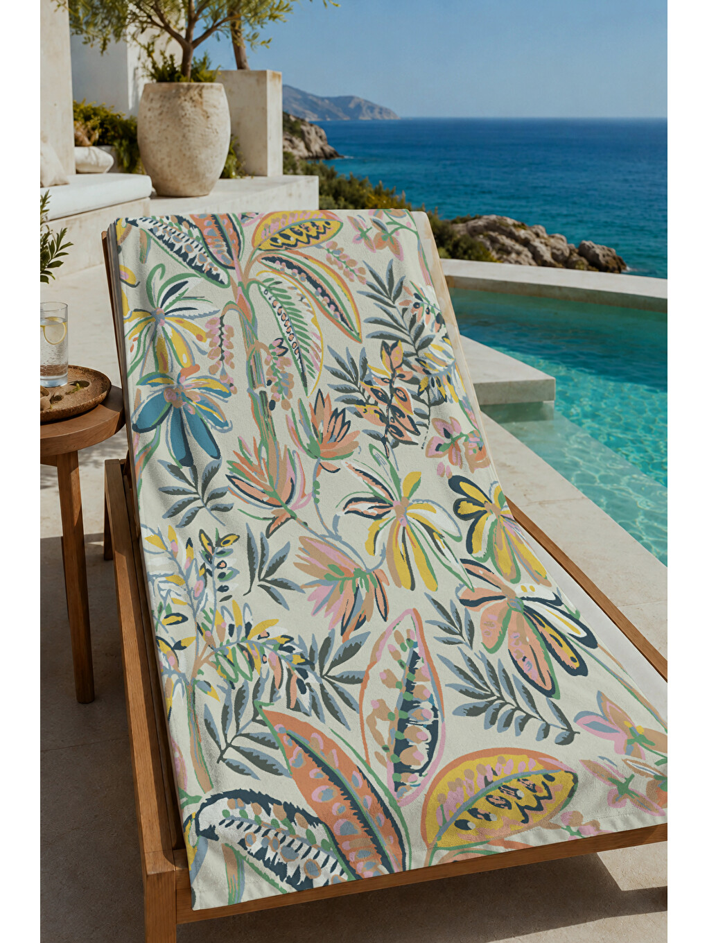 Pembe Pastel Botanik Şal Paisley Desenli 70x150 Cm Dijital Baskılı Plaj Ve Banyo Havlusu