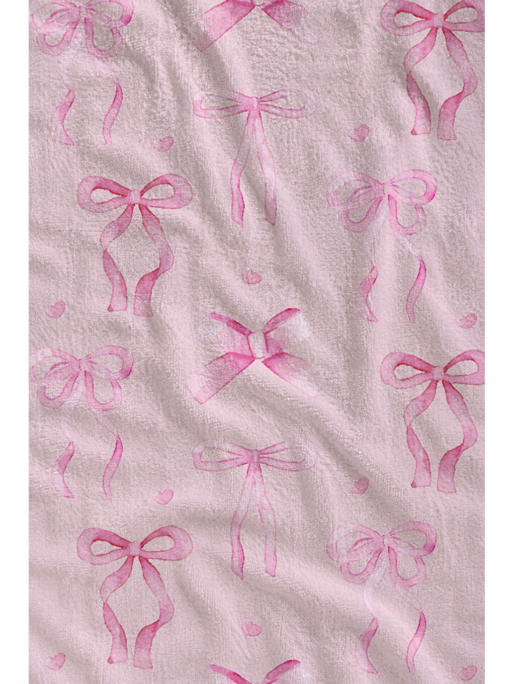 Pudra Pembe Kurdele Fiyonk Desenli 70x150 Cm Dijital Baskılı Plaj Ve Banyo Havlusu-1