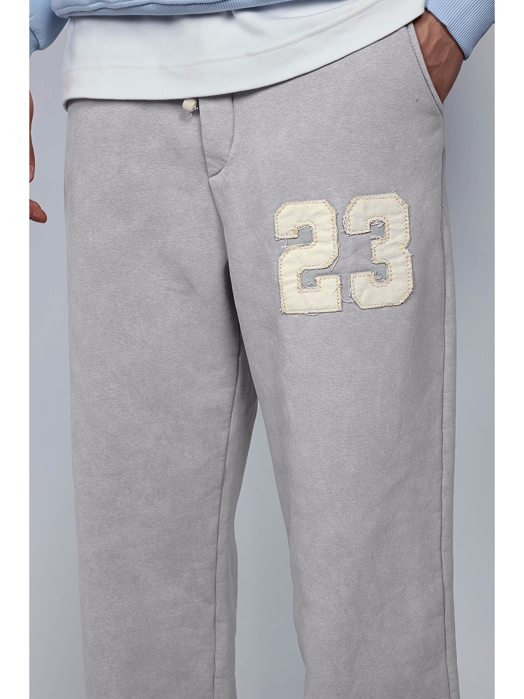 Erkek Baskılı Yıkamalı Baggy Fit Eşofman Gri-3