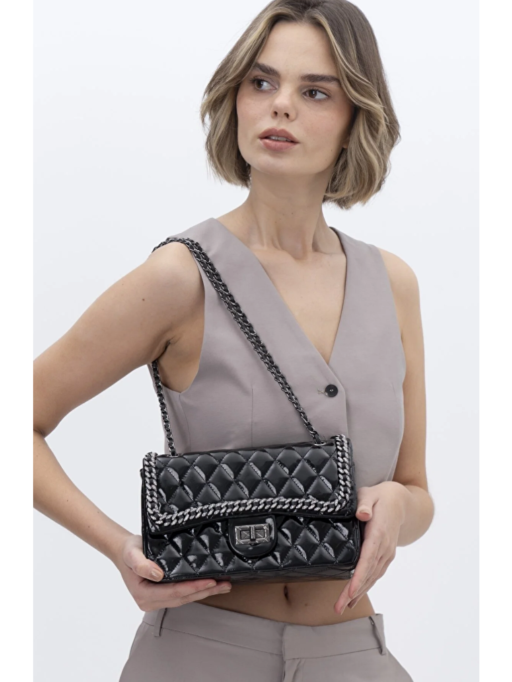 Siyah Zincirli Kadın Omuz Çantası BYN1049-1