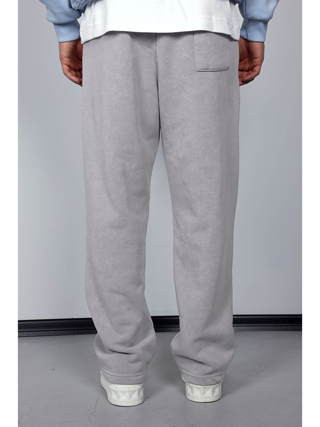 Erkek Baskılı Yıkamalı Baggy Fit Eşofman Gri-5