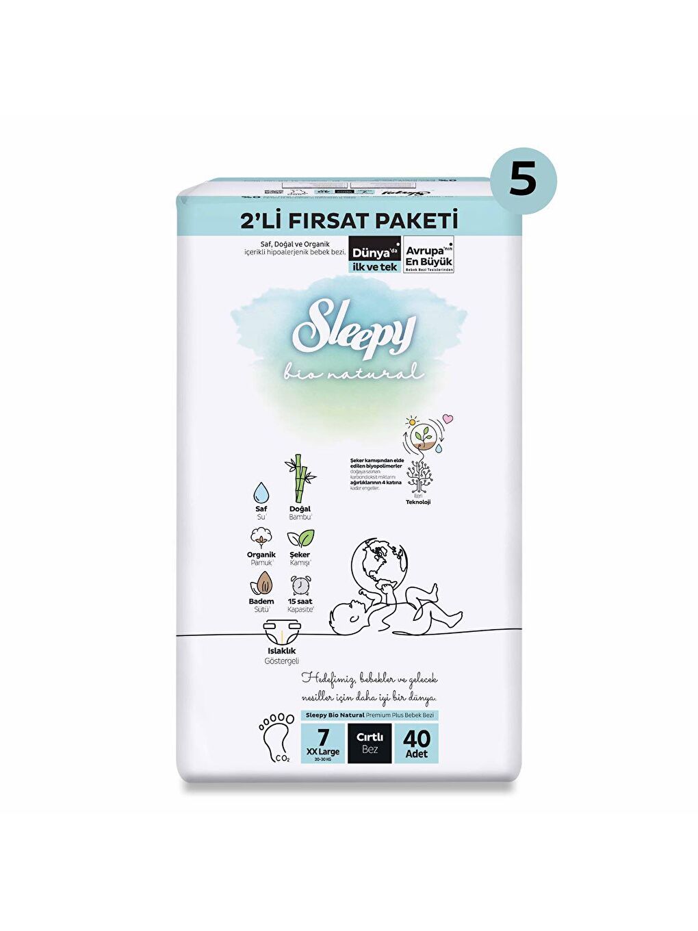 Sleepy Beyaz Bio Natural Ultra Fırsat Paketi Bebek Bezi 7 Numara Xxlarge 200 Adet - 1