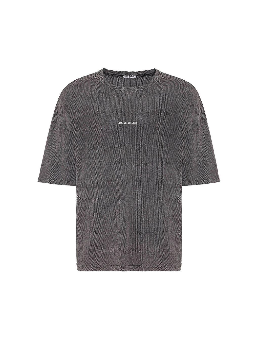 Kahverengi Yıkamalı Arka Baskılı Oversize Tişört Kahve-1