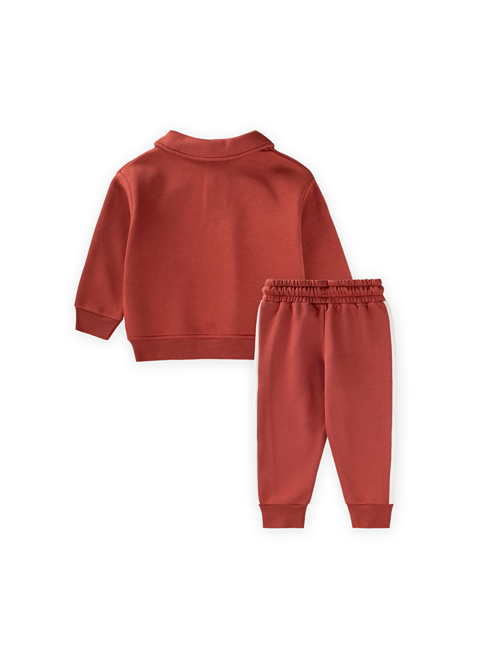 Kahverengi Yakalı Nakış İşlemeli Sweatshirt Takım 2-10 Yaş Kiremit-2