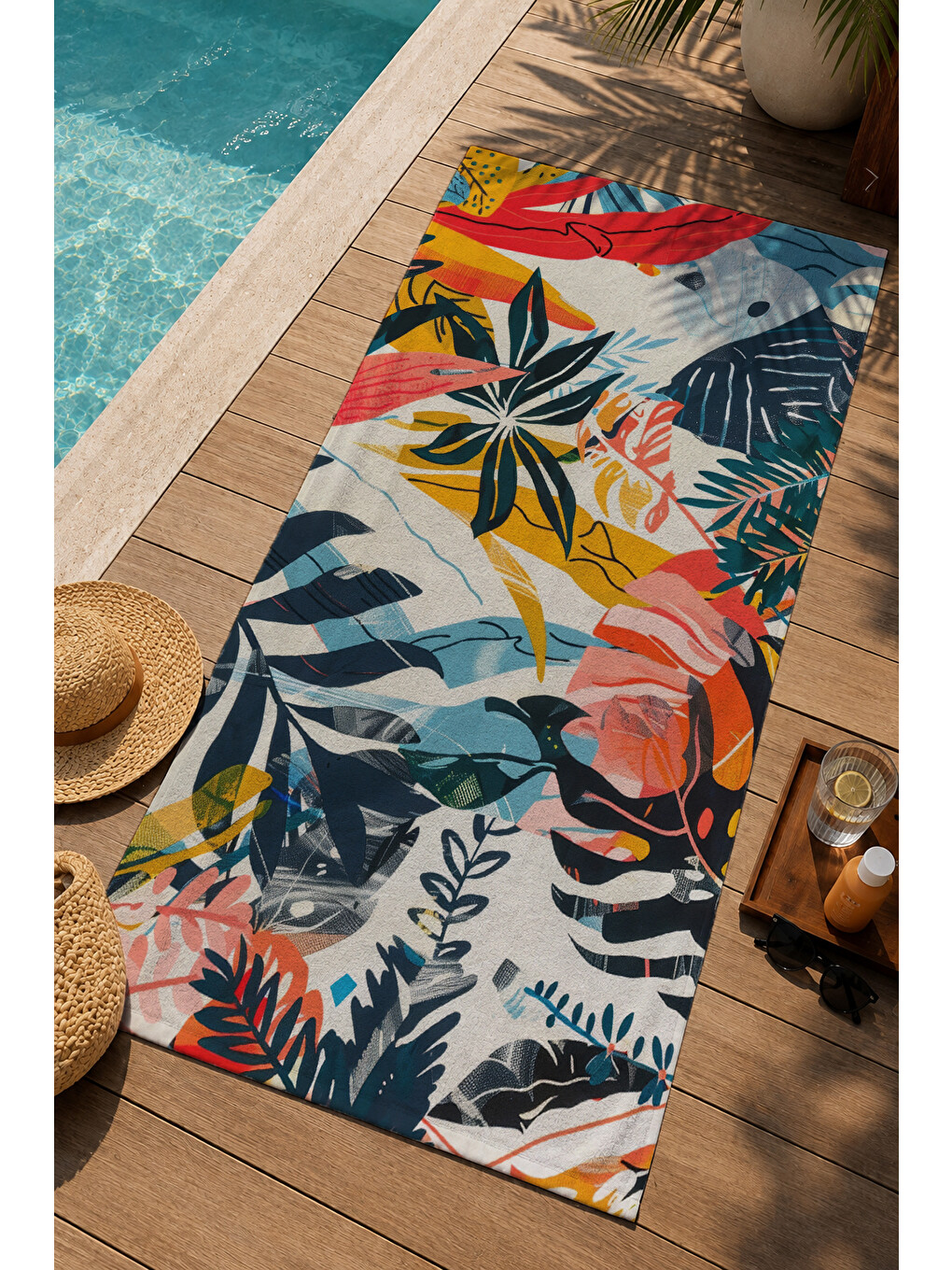 Mor Renkli Tropikal Kuş Ve Yaprak Desenli 70x150 Cm Dijital Baskılı Plaj Ve Banyo Havlusu-2