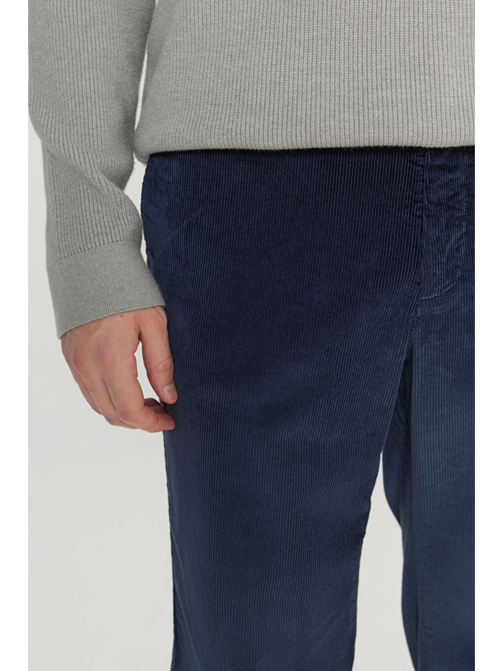 Erkek Lacivert Pamuklu Slim Fit Dar Kesim Desenli Yan Cepli Pantolon-3