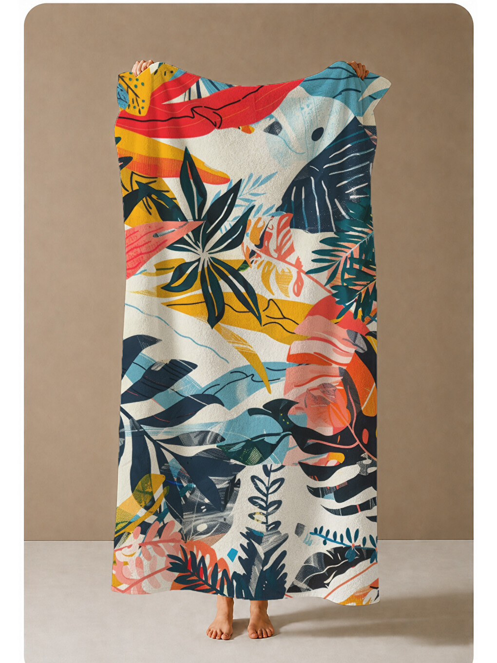 Mor Renkli Tropikal Kuş Ve Yaprak Desenli 70x150 Cm Dijital Baskılı Plaj Ve Banyo Havlusu-3