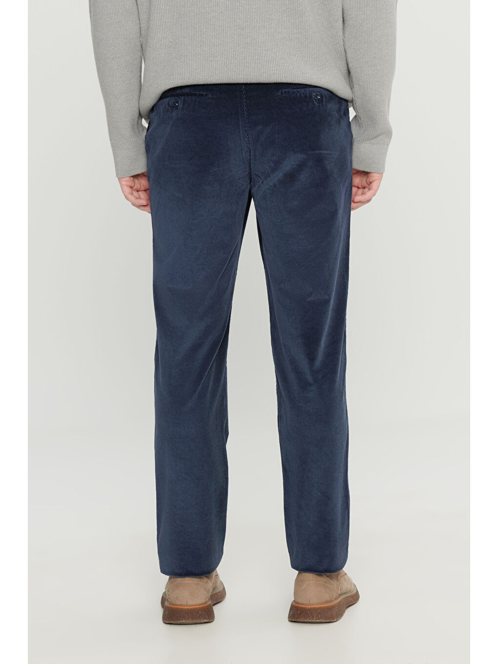Erkek Lacivert Pamuklu Slim Fit Dar Kesim Desenli Yan Cepli Pantolon-4