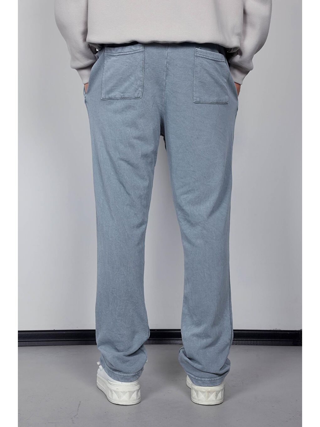 Erkek Yıkamalı Baggy Fit Eşofman Gri-5