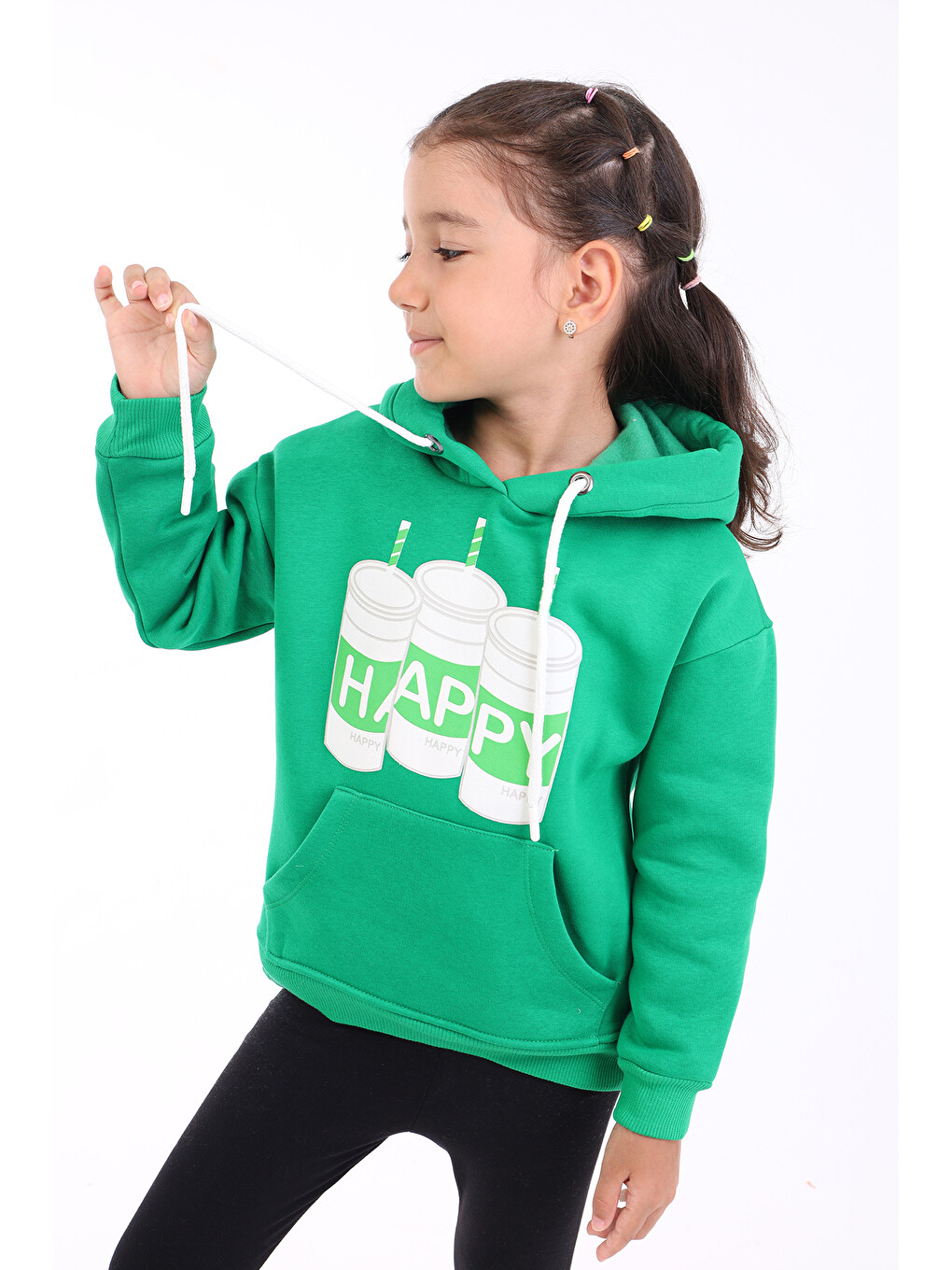 Yeşil Kız Çocuk Baskılı Sweatshirt