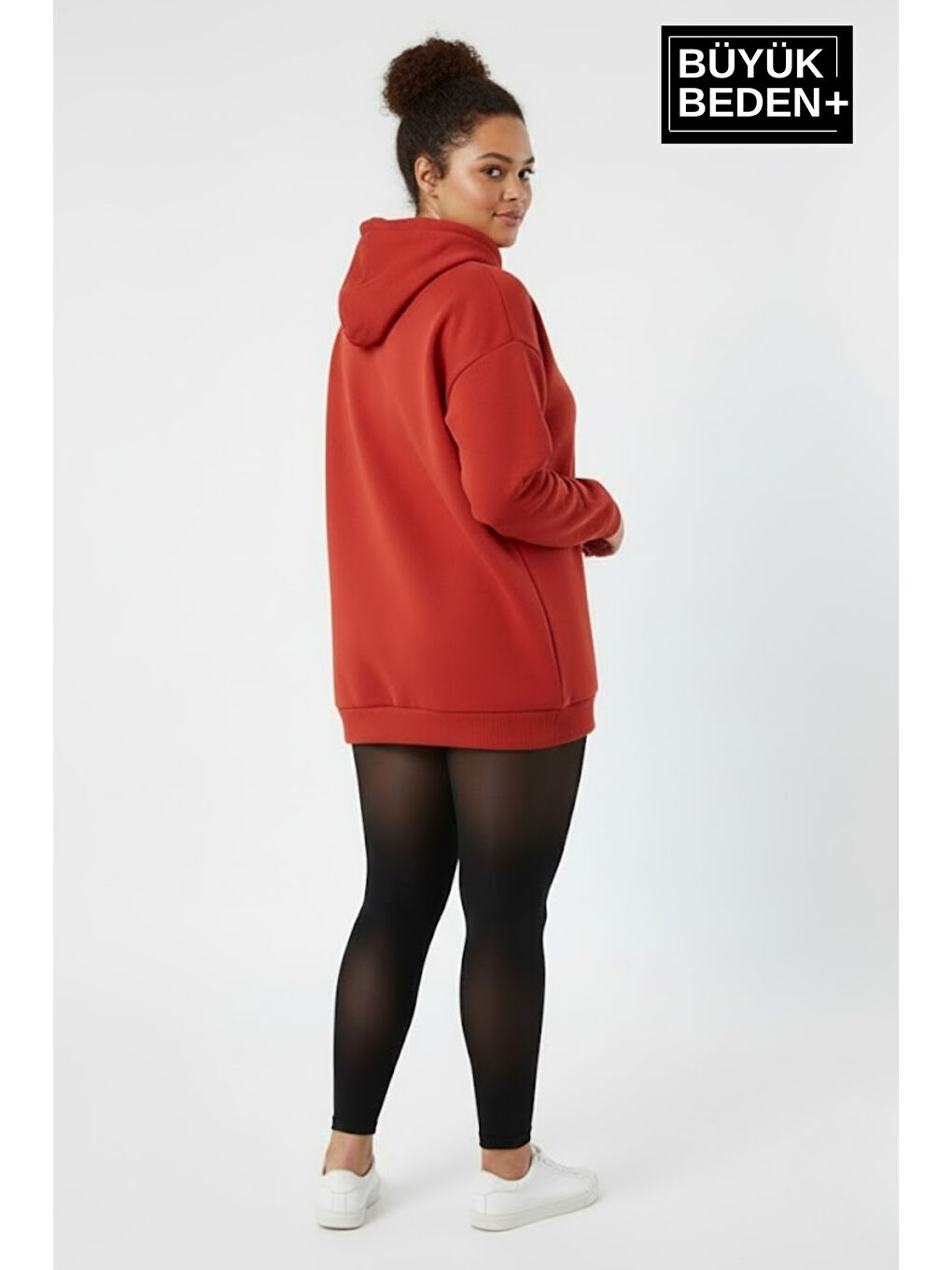 Kırmızı Kadın Büyük Beden Brooklyn 1970 Baskılı Kapüşonlu Sweatshirt SPR26BSWK964-1