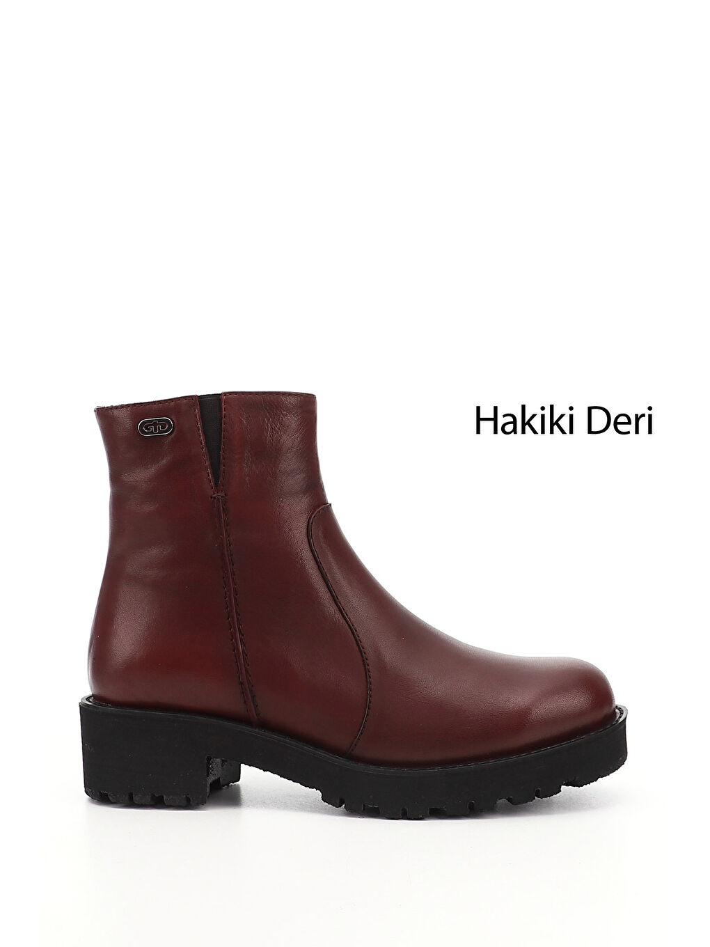 Bordo Kadın BORDO Fermuarlı Kalın Topuklu Hakiki Deri Bot
