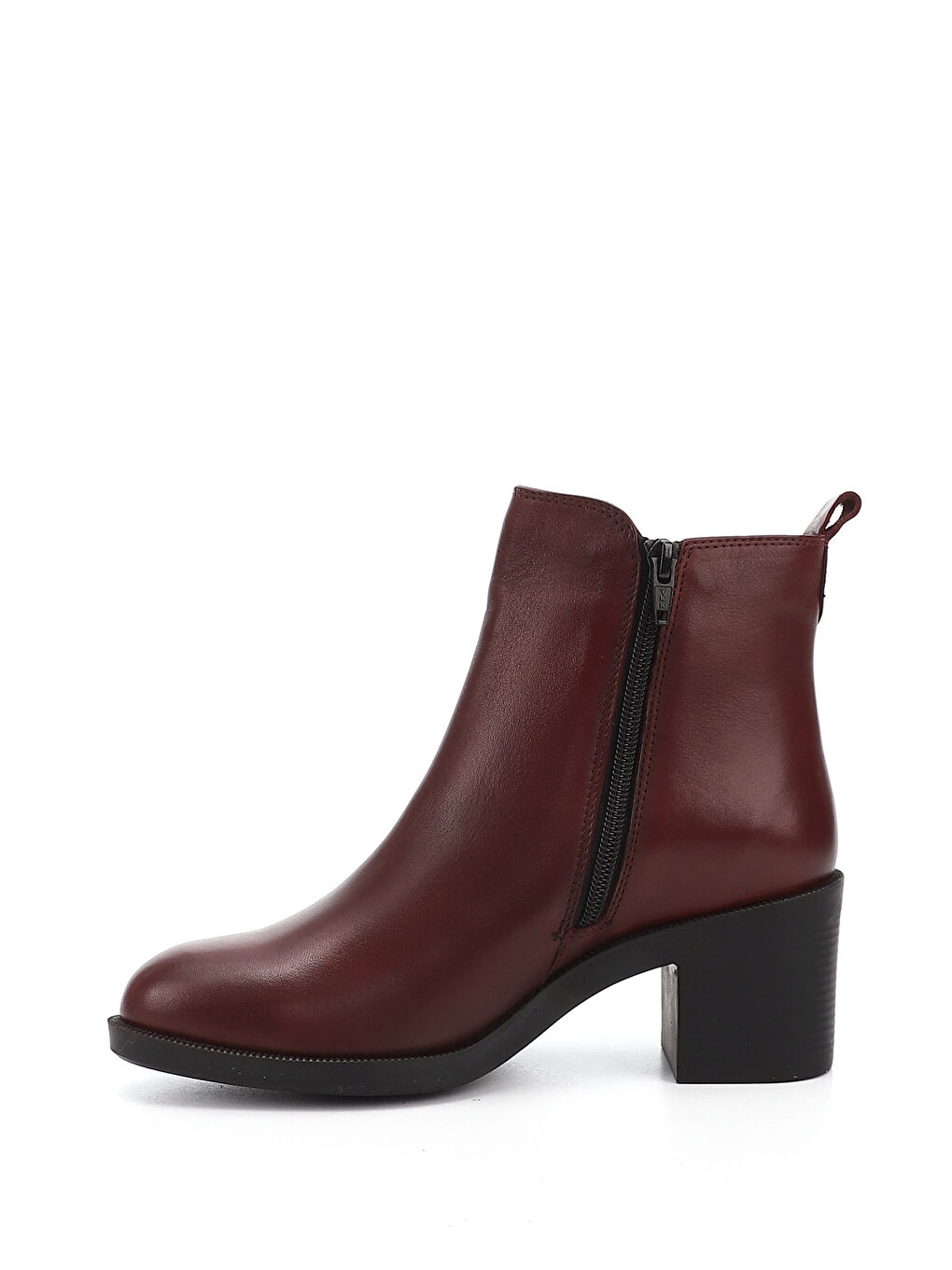 Bordo Kadın BORDO Fermuarlı Kalın Topuklu Hakiki Deri Bot-2